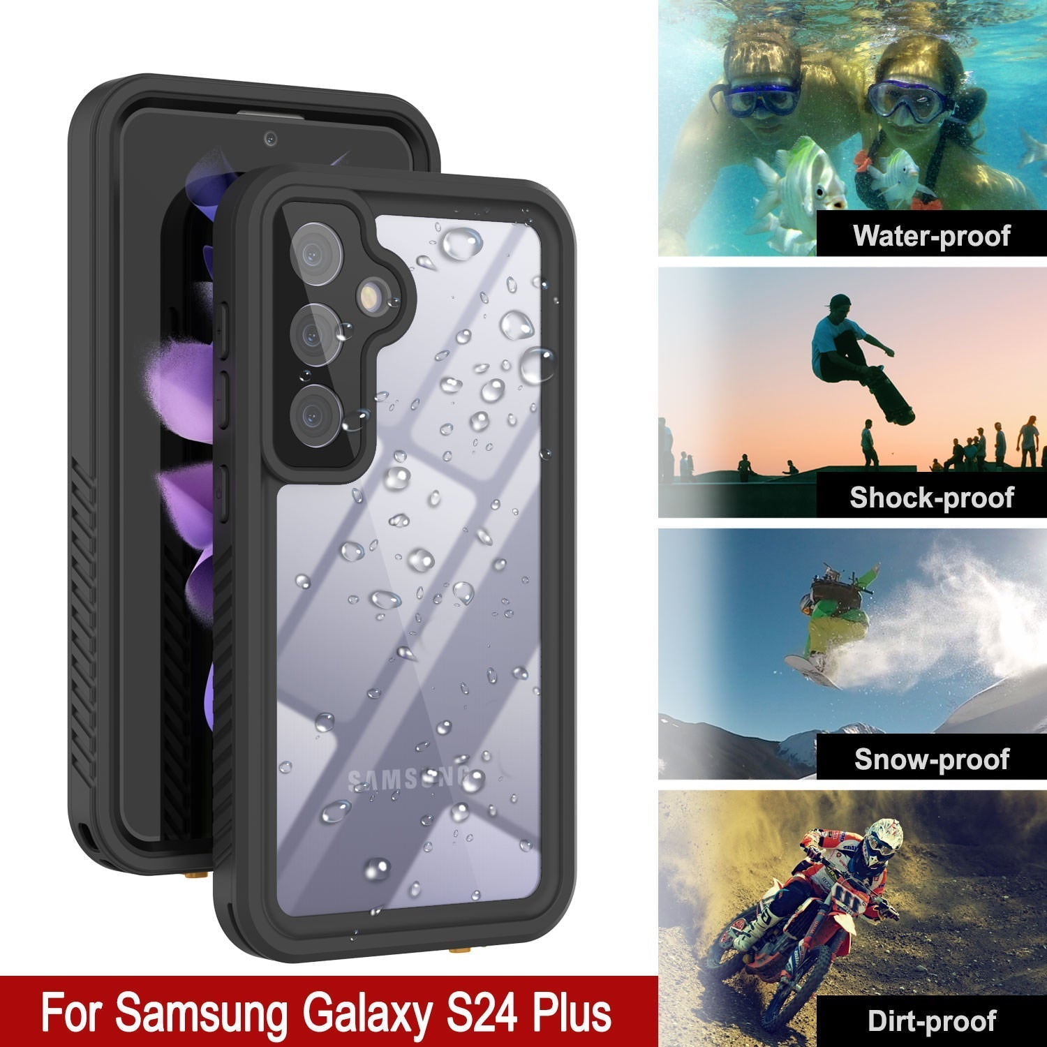 Galaxy S24+ Plus Water/ Shockproof [Extreme Series] With Screen Protector Case [Black]