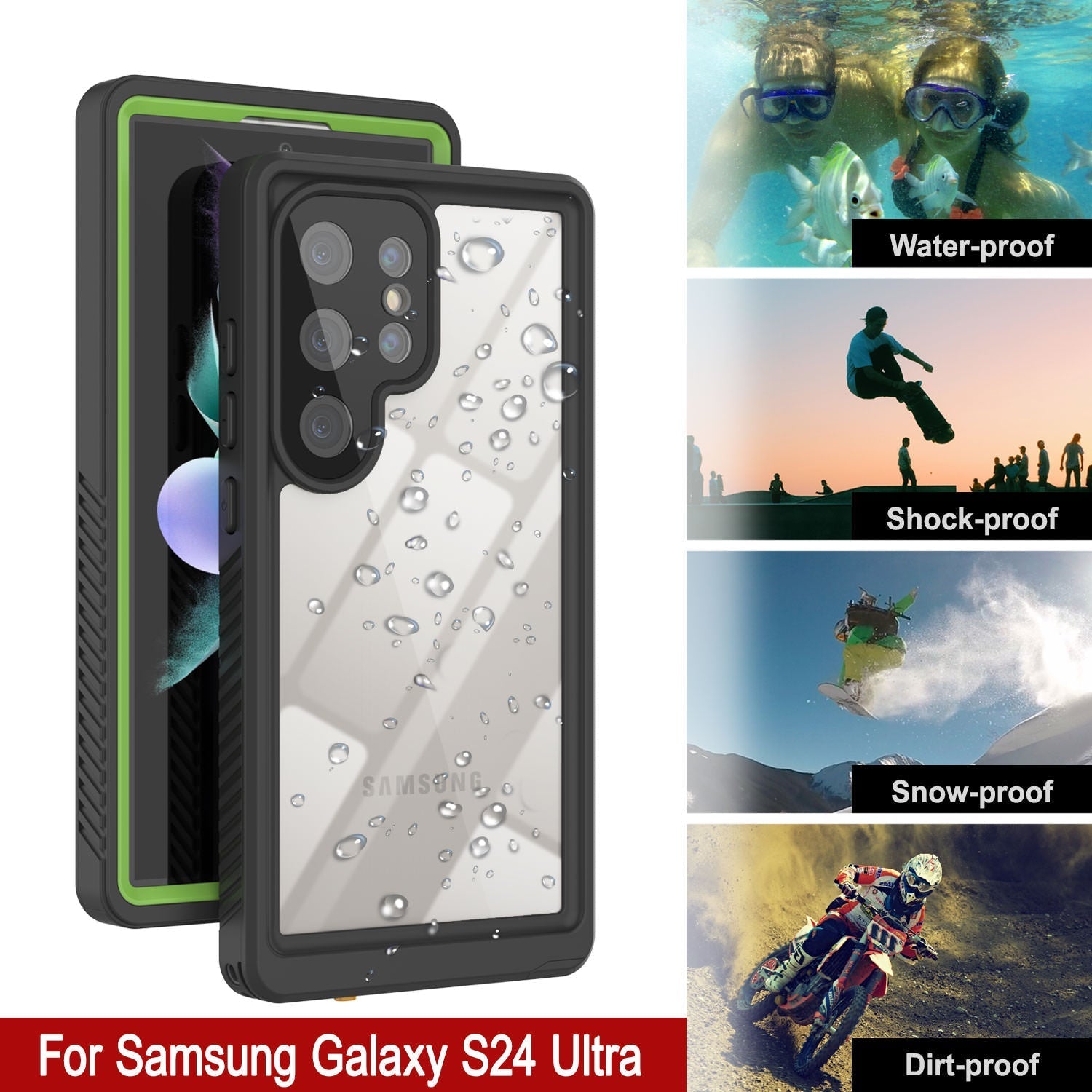 Galaxy S24 Ultra Water/ Shockproof [Extreme Series] Screen Protector Case [Light Green]