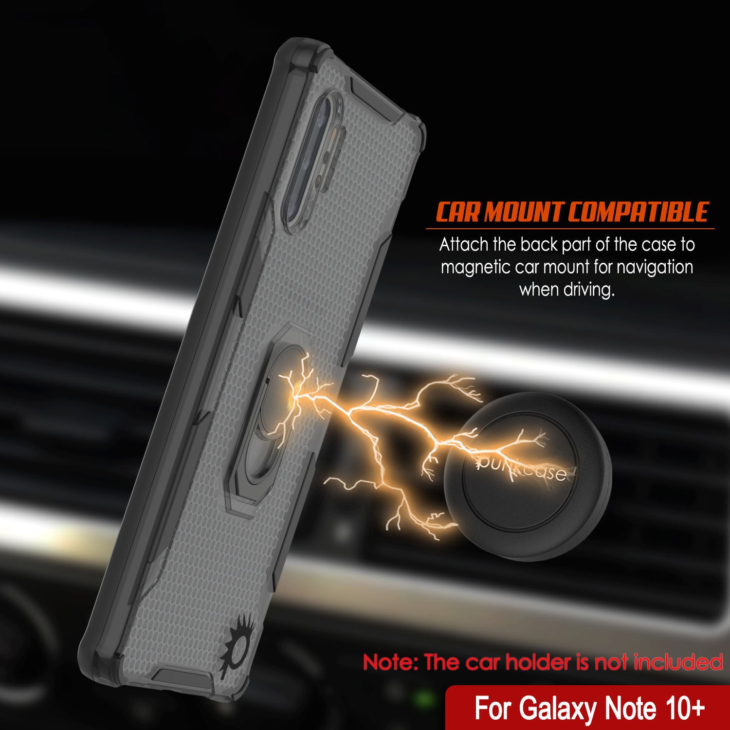 Punkcase Galaxy Note 10 Plus Case [Magnetix 2.0 Series] Clear Protective TPU Cover W/Kickstand [Black]
