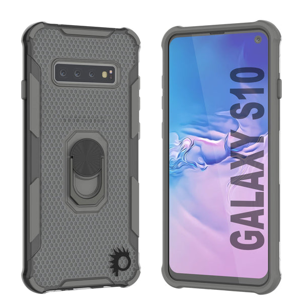 Punkcase Galaxy S10 Case [Magnetix 2.0 Series] Clear Protective TPU Cover W/Kickstand [Grey]