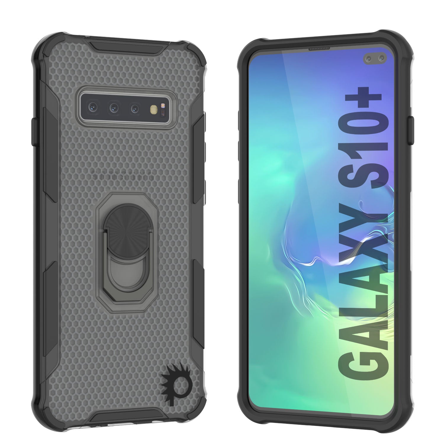 Punkcase Galaxy S10 Plus Case [Magnetix 2.0 Series] Clear Protective TPU Cover W/Kickstand [Black]