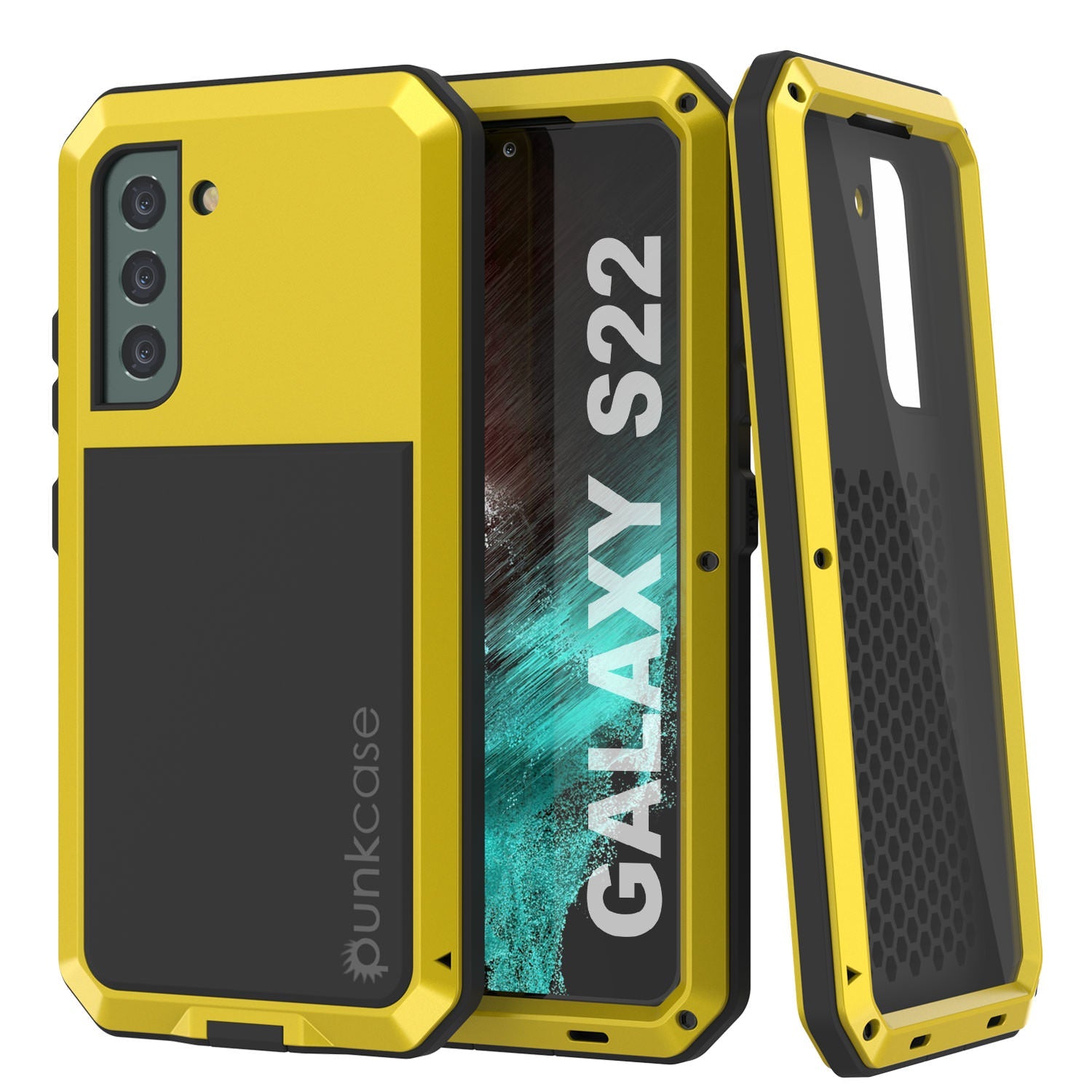 Galaxy S22 Metal Case, Heavy Duty Military Grade Rugged Armor Cover [Neon]