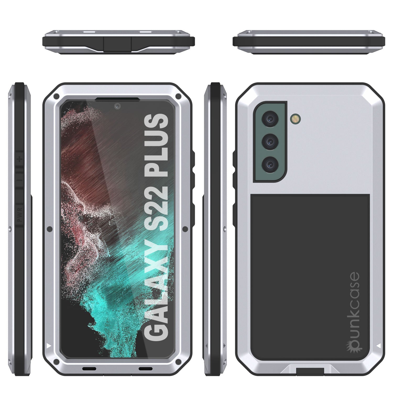 Galaxy S22+ Plus Metal Case, Heavy Duty Military Grade Rugged Armor Cover [White]