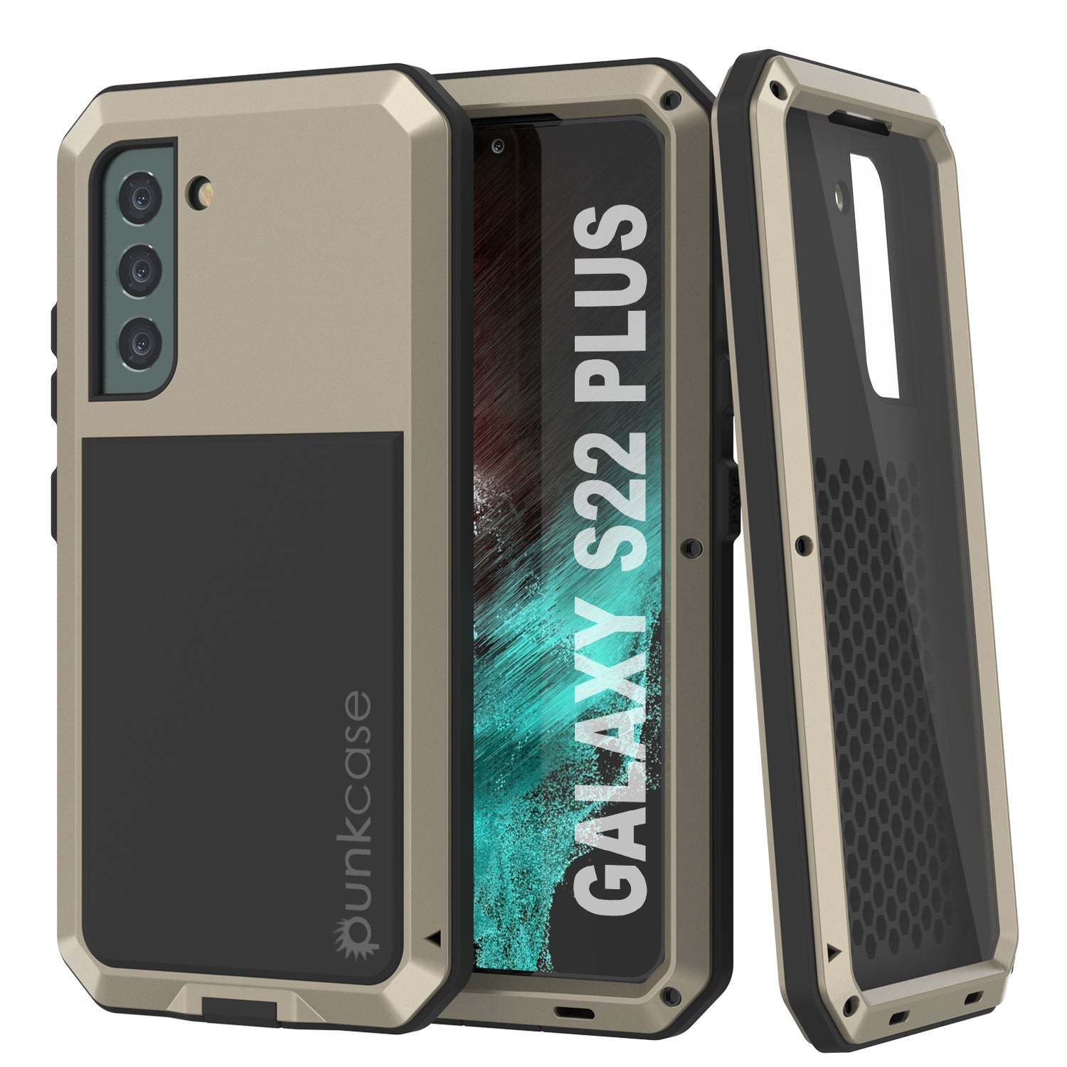 Galaxy S22+ Plus Metal Case, Heavy Duty Military Grade Rugged Armor Cover [Gold]