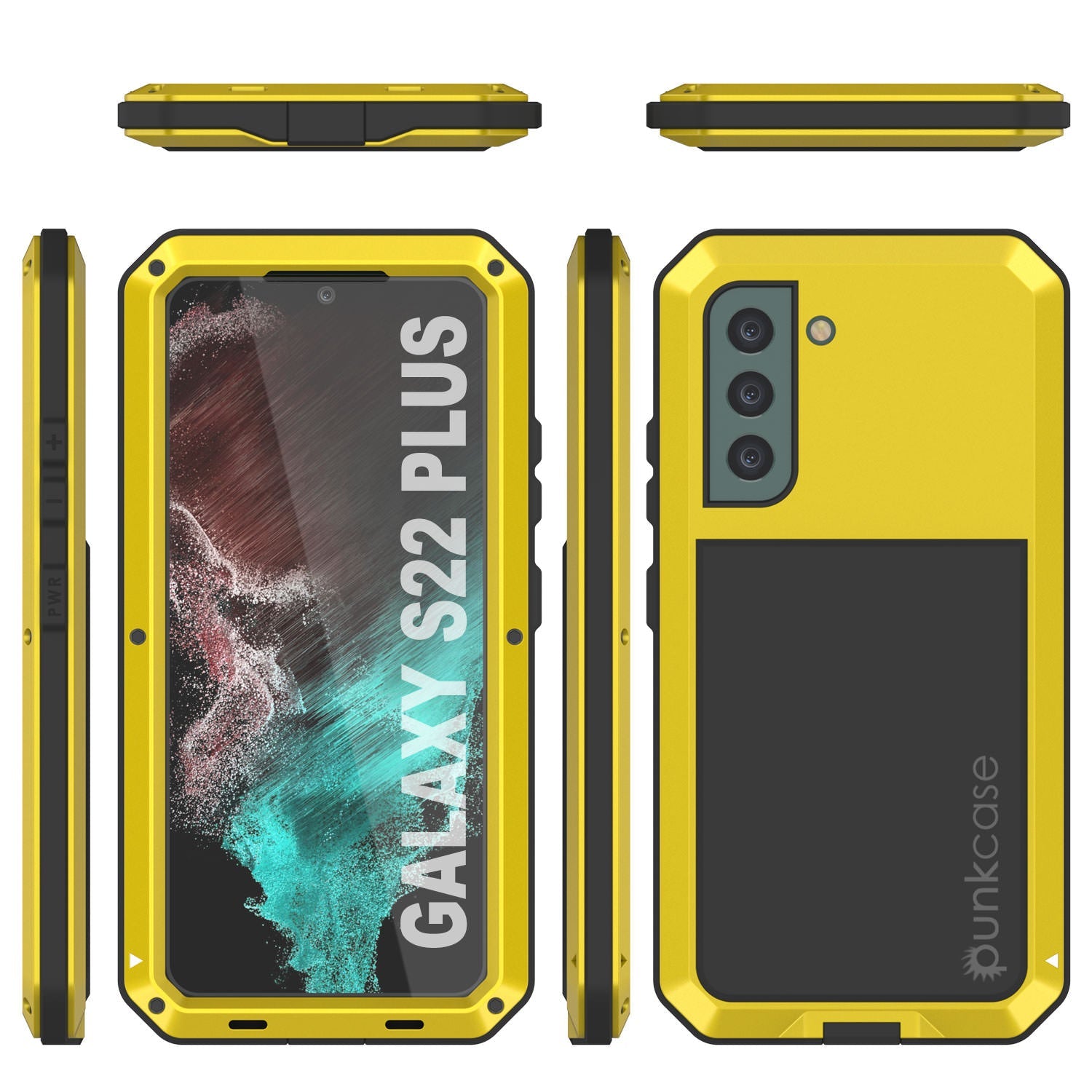 Galaxy S22+ Plus Metal Case, Heavy Duty Military Grade Rugged Armor Cover [Neon]