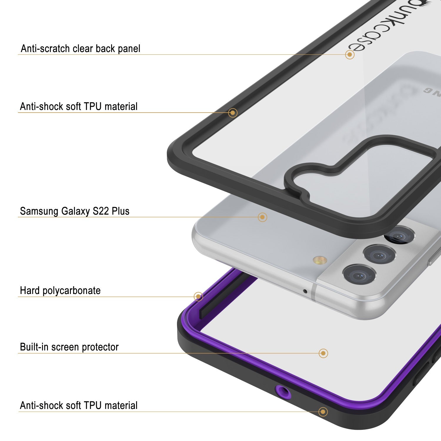 Galaxy S22+ Plus Water/ Shockproof [Extreme Series] Slim Screen Protector Case [Purple]
