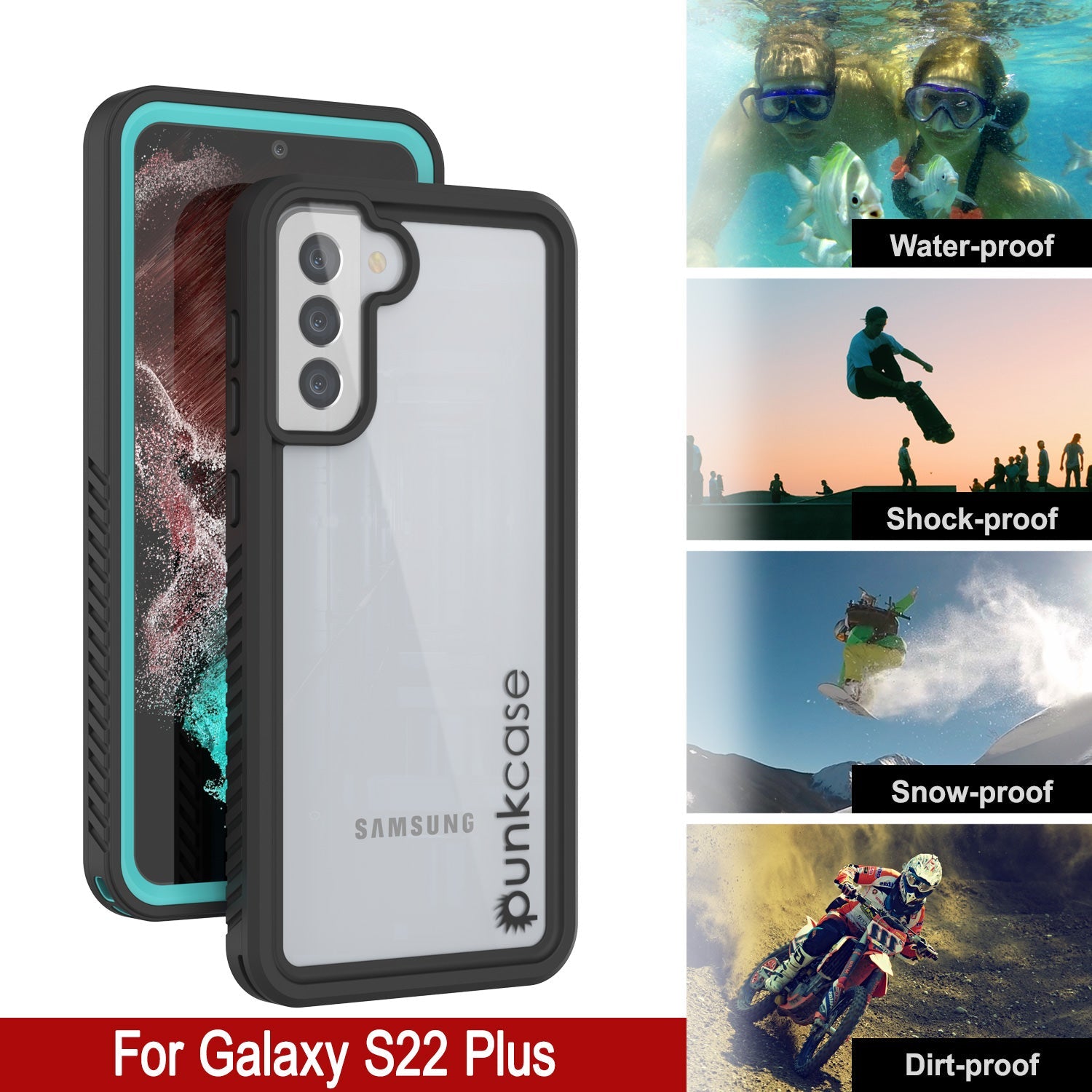 Galaxy S22+ Plus Water/ Shock/ Snowproof [Extreme Series]  Screen Protector Case [Teal]
