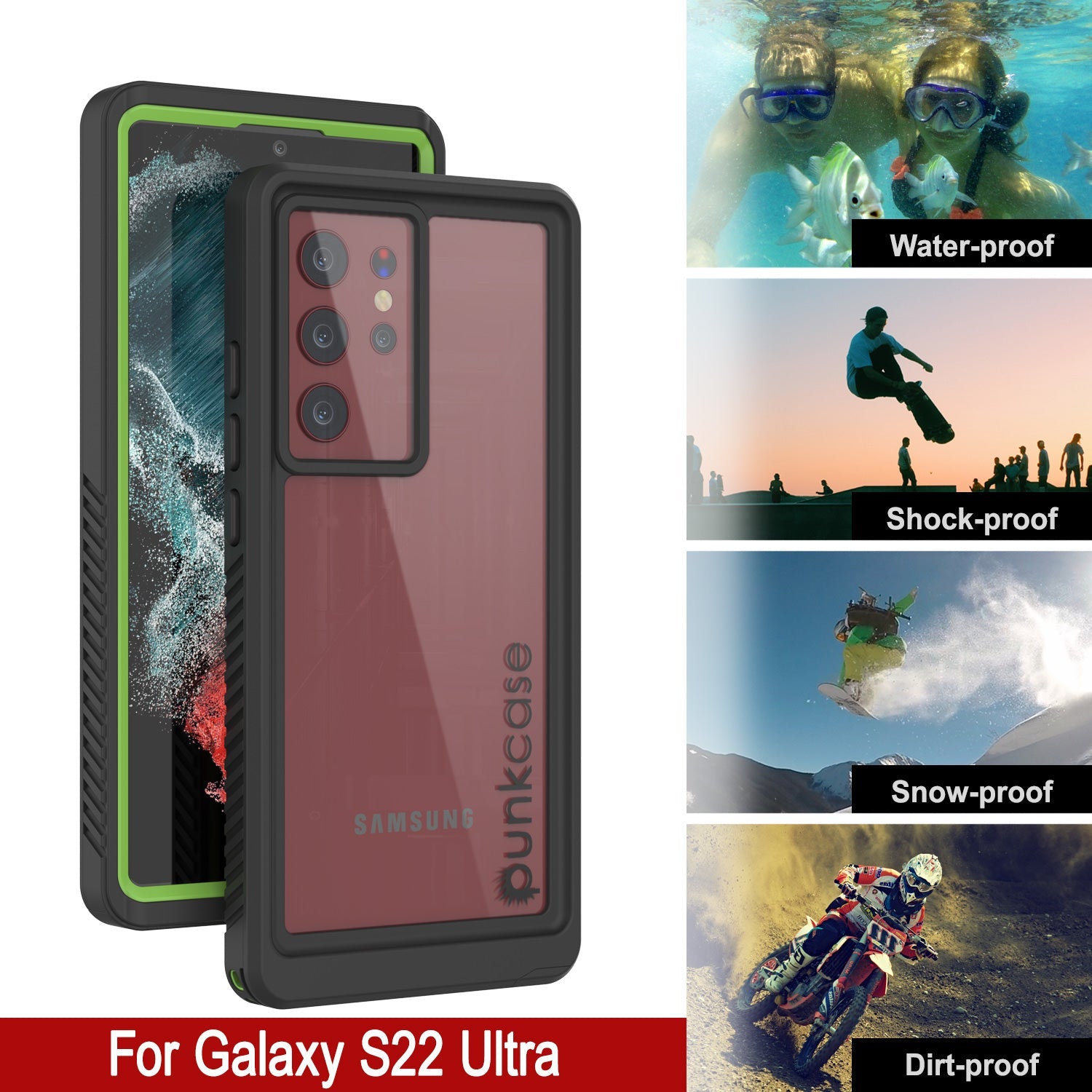Galaxy S22 Ultra Water/ Shockproof [Extreme Series] Screen Protector Case [Light Green]