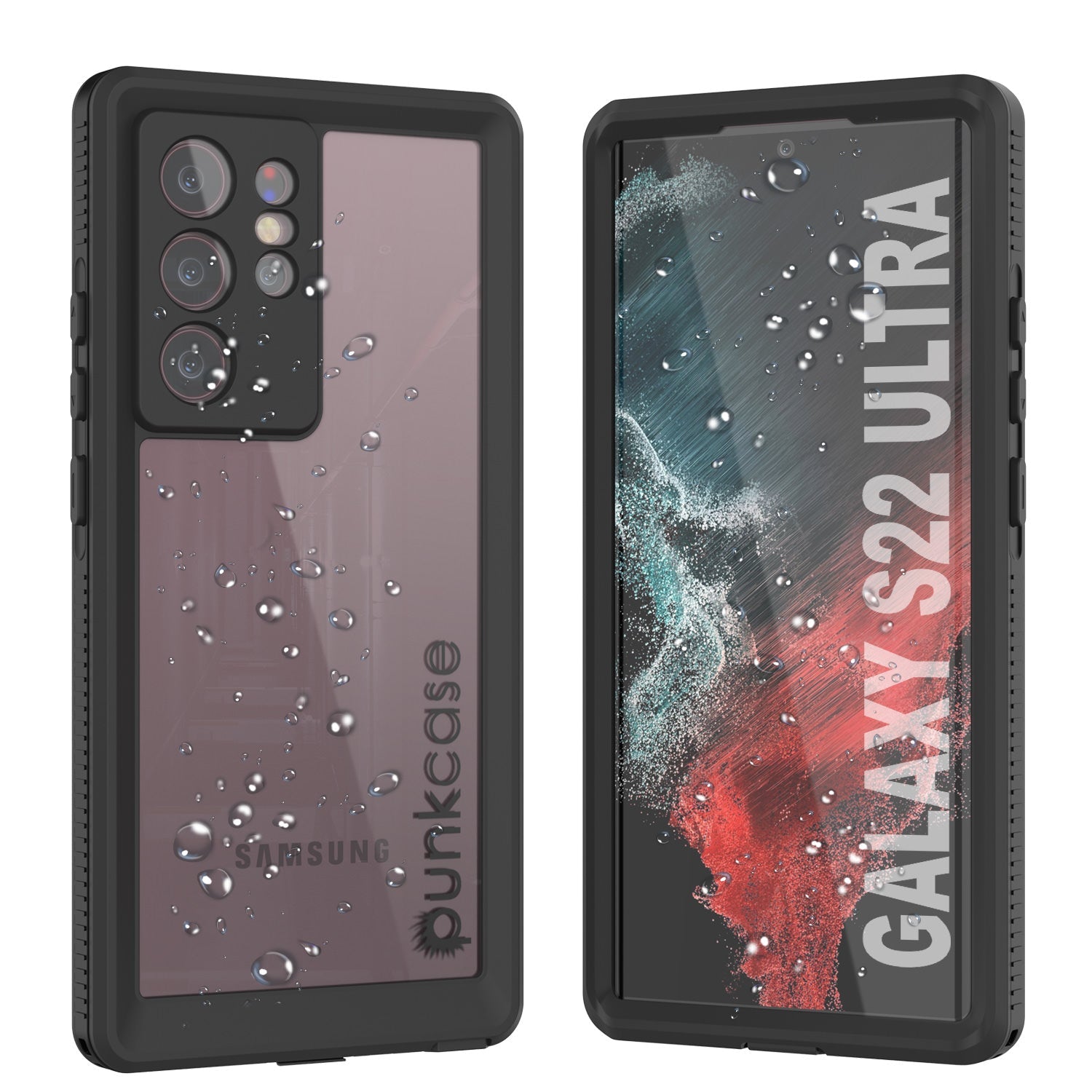 Galaxy S22 Ultra Waterproof Case PunkCase Ultimato Black Thin 6.6ft Underwater IP68 Shock/Snow Proof [Black]