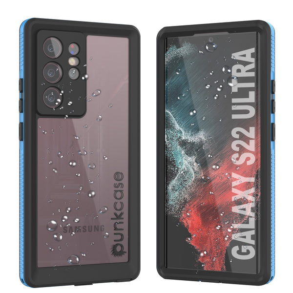Galaxy S22 Ultra Waterproof Case PunkCase Ultimato Light Blue Thin 6.6ft Underwater IP68 ShockProof [Blue]