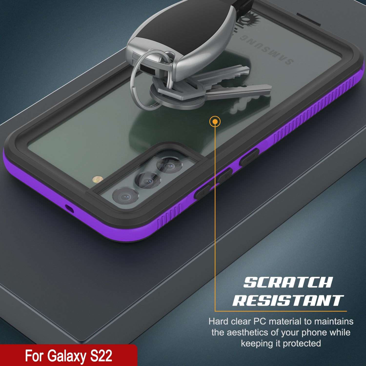 Galaxy S22 Waterproof Case PunkCase Ultimato Purple Thin 6.6ft Underwater IP68 Shock/Snow Proof [Purple]