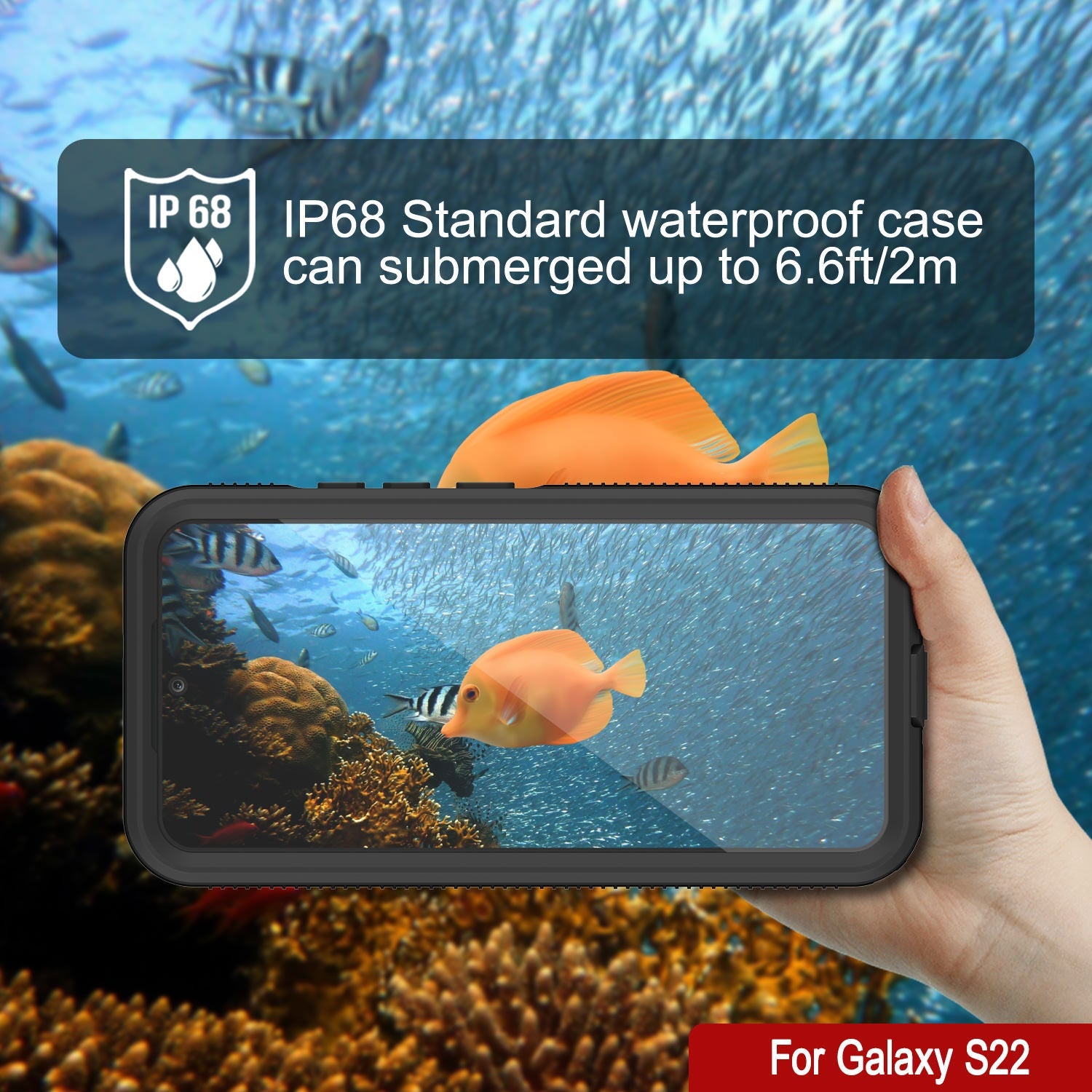 Galaxy S22 Waterproof Case PunkCase Ultimato Pink Thin 6.6ft Underwater IP68 Shock/Snow Proof [Pink]