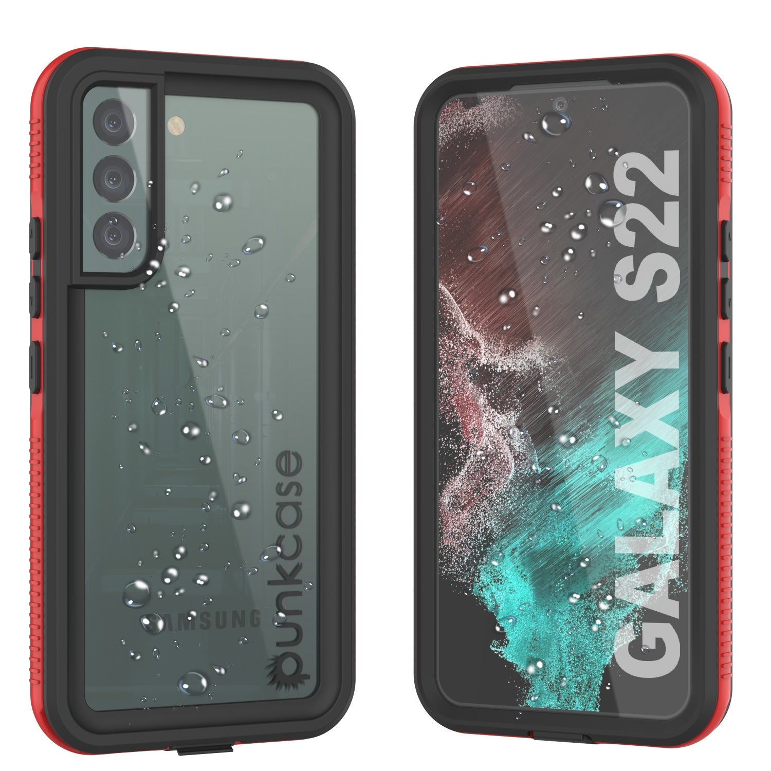 Galaxy S22 Waterproof Case PunkCase Ultimato Red Thin 6.6ft Underwater IP68 Shock/Snow Proof [Red]