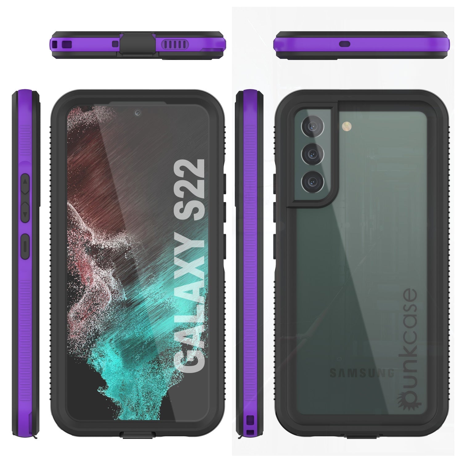 Galaxy S22 Waterproof Case PunkCase Ultimato Purple Thin 6.6ft Underwater IP68 Shock/Snow Proof [Purple]