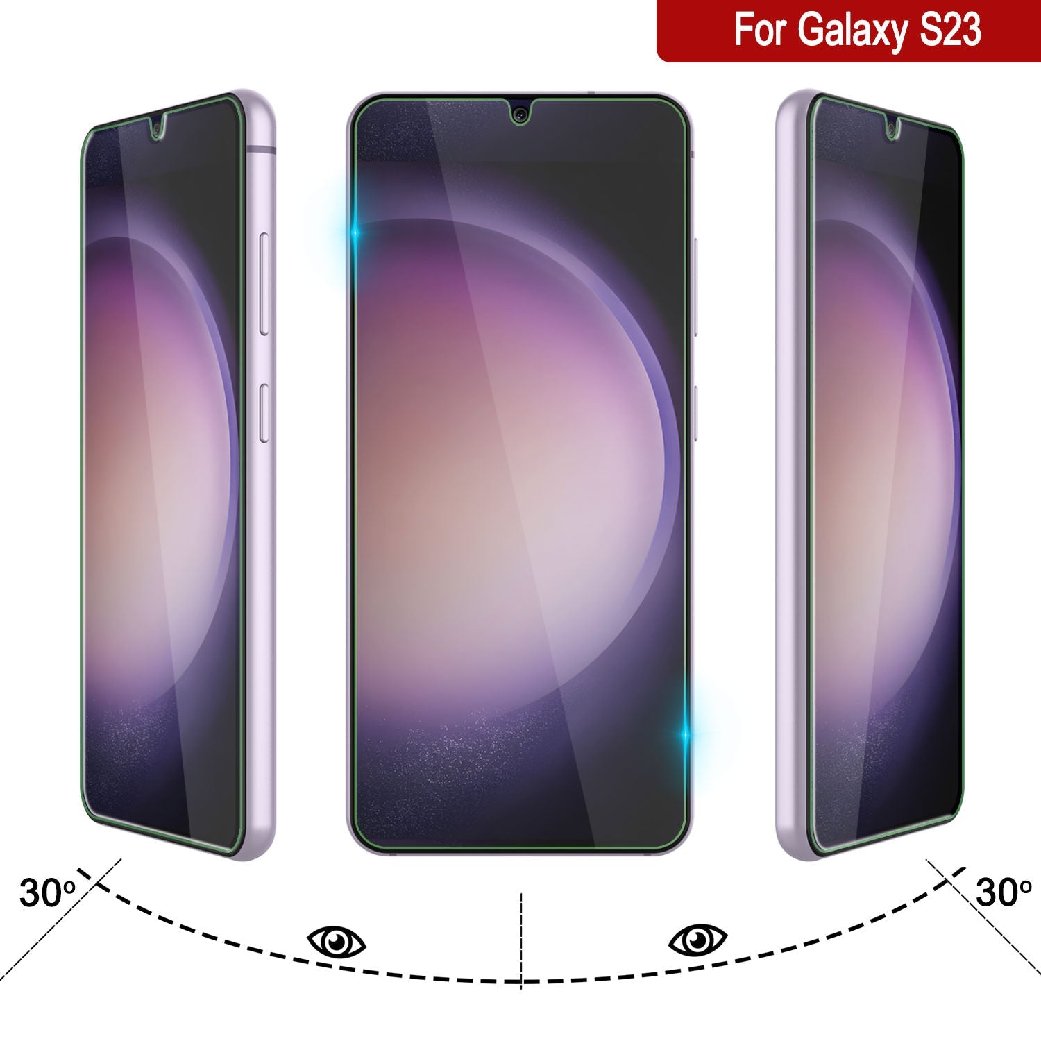 Galaxy S23  White Punkcase Glass SHIELD Tempered Glass Screen Protector 0.33mm Thick 9H Glass