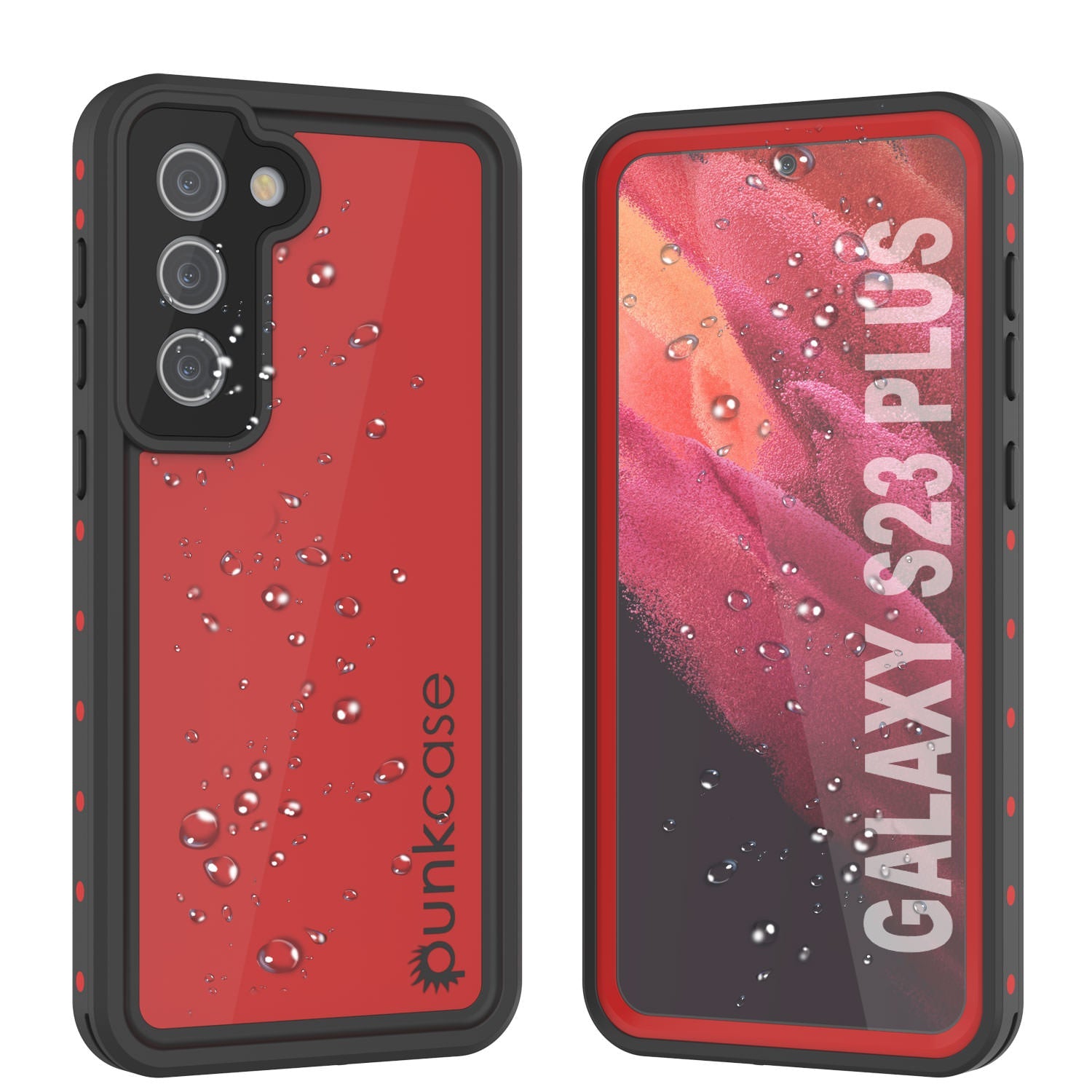 Galaxy S23+ Plus Waterproof Case PunkCase StudStar Red Thin 6.6ft Underwater IP68 Shock/Snow Proof