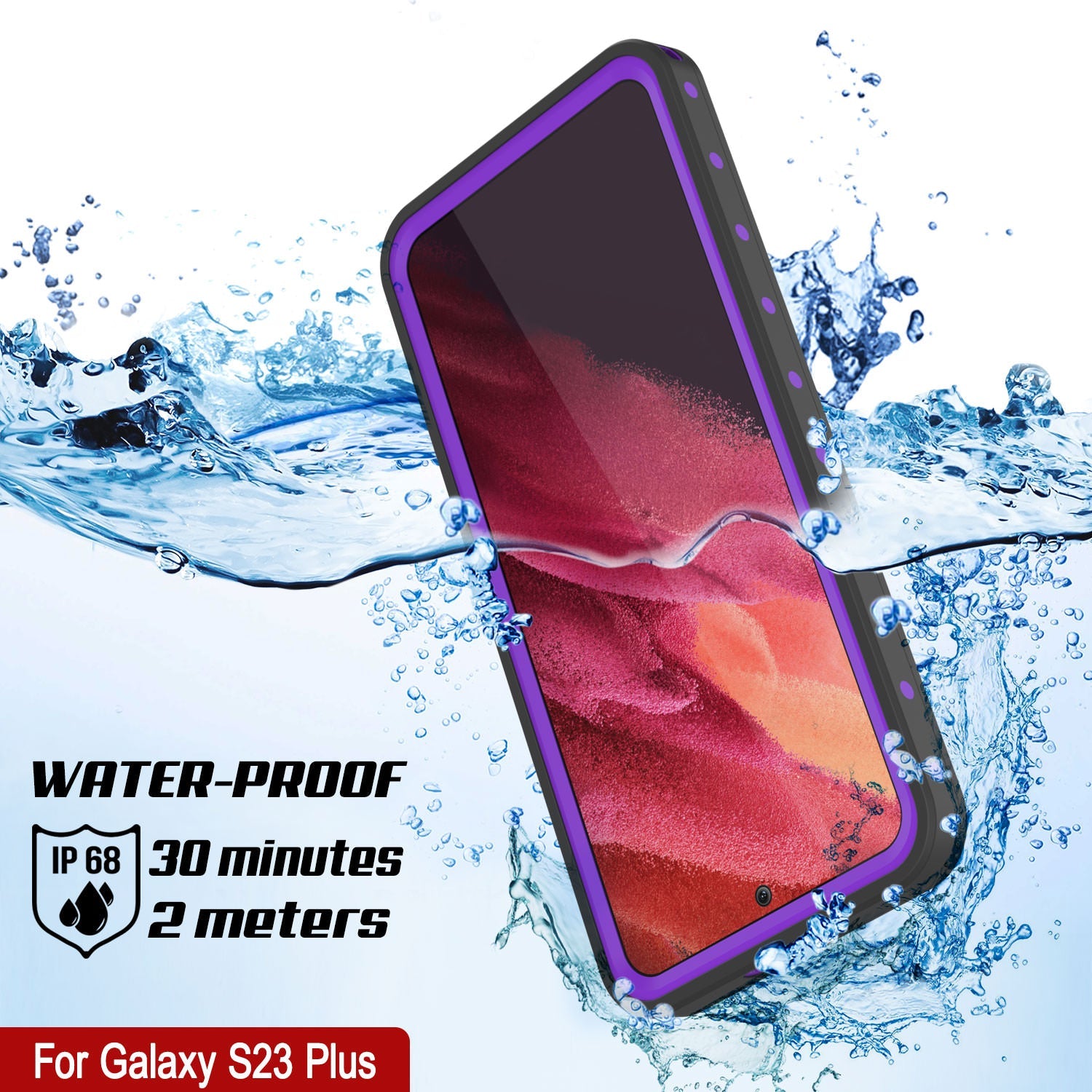 Galaxy S23+ Plus Waterproof Case PunkCase StudStar Purple Thin 6.6ft Underwater IP68 Shock/Snow Proof