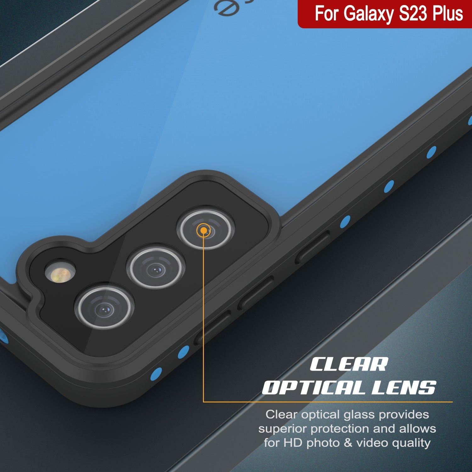 Galaxy S23+ Plus Waterproof Case PunkCase StudStar Light Blue Thin 6.6ft Underwater IP68 ShockProof