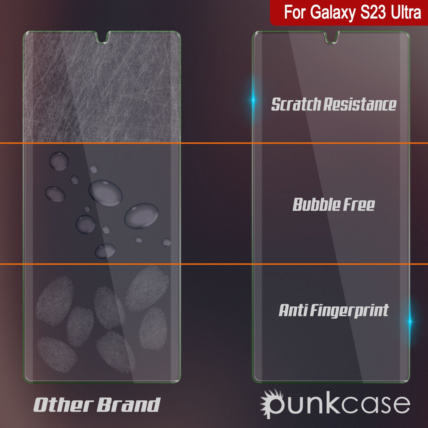 Galaxy S23 Ultra Black Punkcase Glass SHIELD Tempered Glass Screen Protector 0.33mm Thick 9H Glass