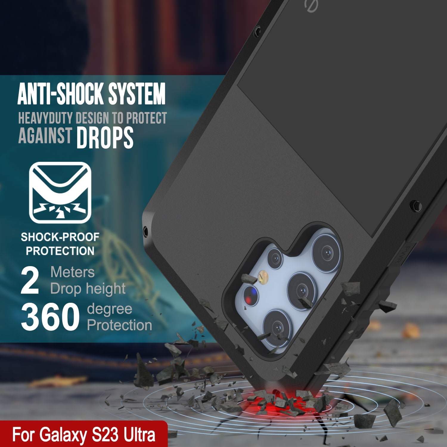 Galaxy S23 Ultra Metal Case, Heavy Duty Military Grade Armor Cover [shock proof] Full Body Hard [Black]