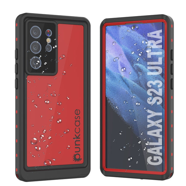 Galaxy S24 Ultra Waterproof Case PunkCase StudStar Red Thin 6.6ft Underwater IP68 Shock/Snow Proof