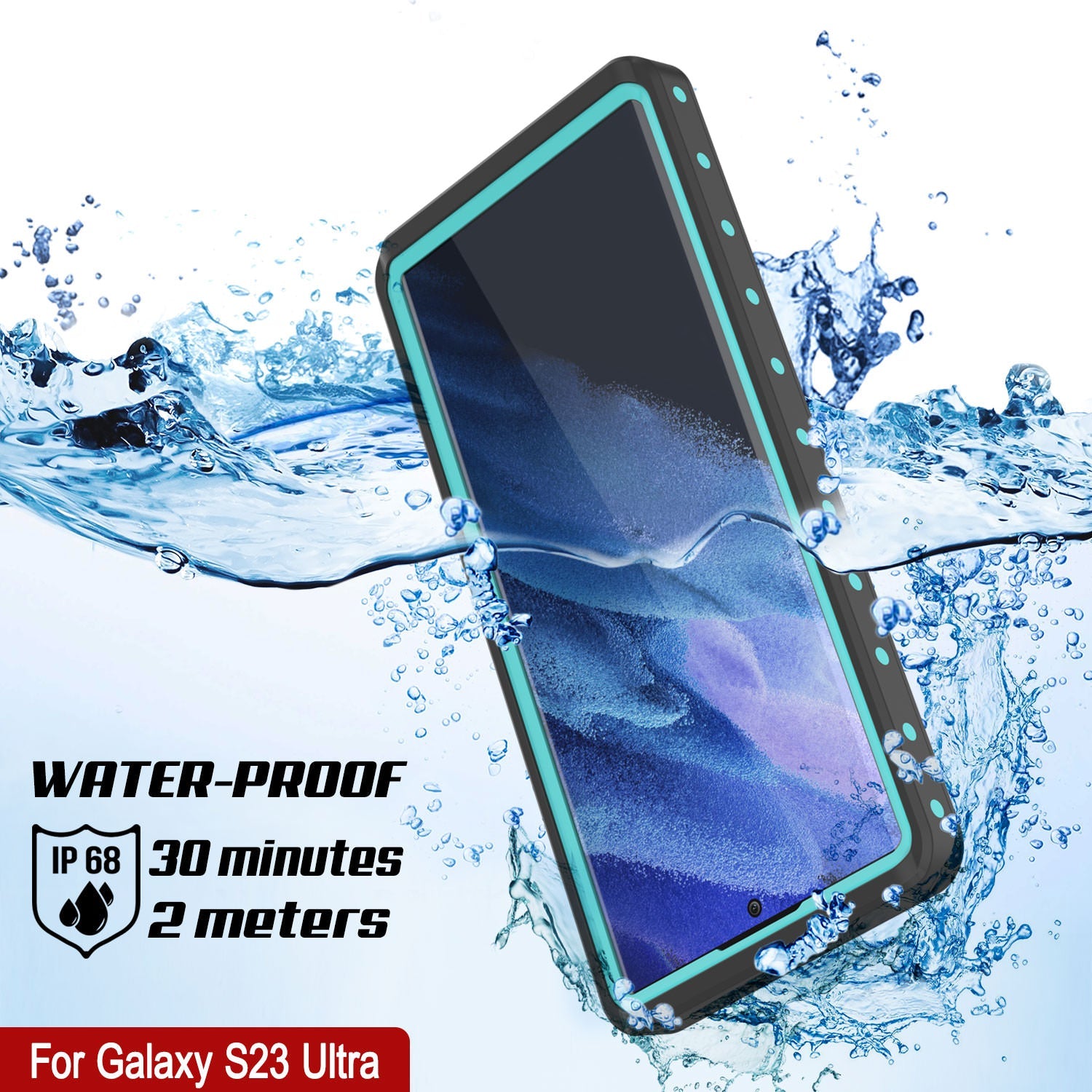 Galaxy S23 Ultra Waterproof Case PunkCase StudStar Teal Thin 6.6ft Underwater IP68 Shock/Snow Proof