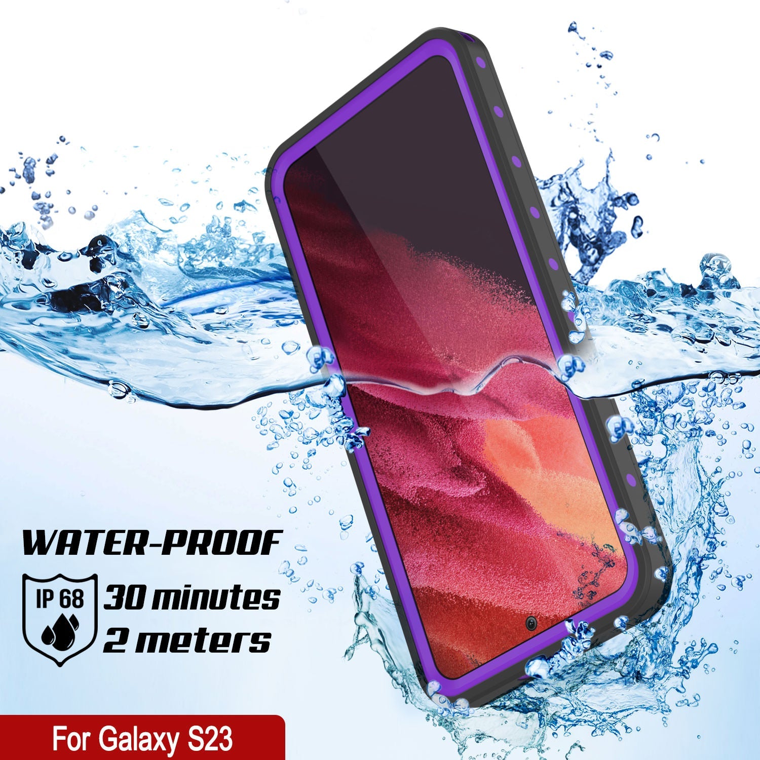 Galaxy S23 Waterproof Case PunkCase StudStar Purple Thin 6.6ft Underwater IP68 Shock/Snow Proof