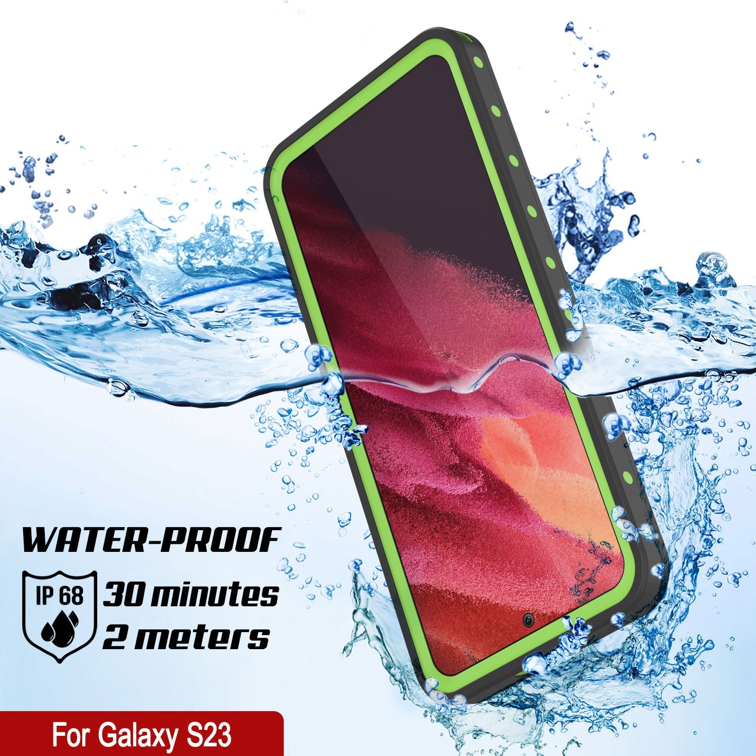 Galaxy S23 Waterproof Case PunkCase StudStar Light Green Thin 6.6ft Underwater IP68 ShockProof