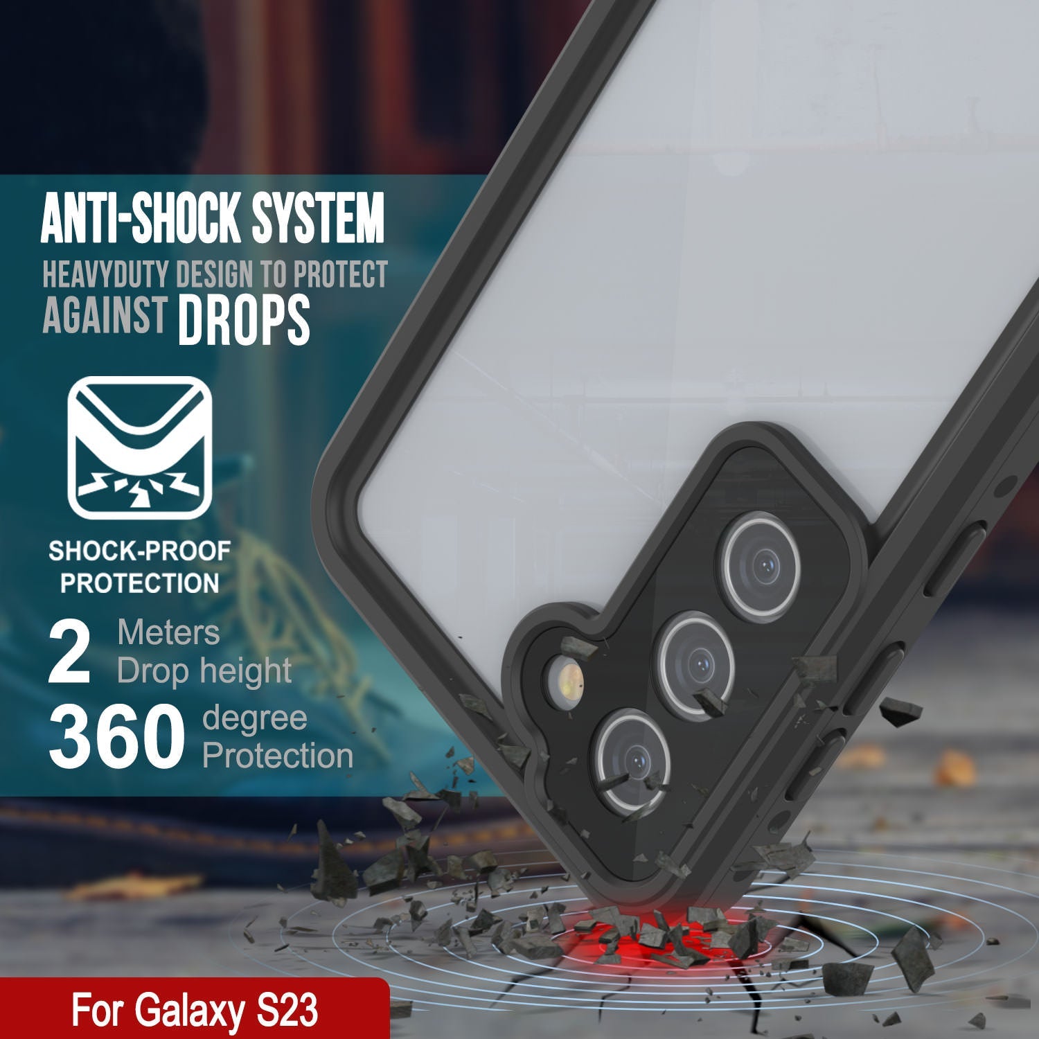 Galaxy S23 Waterproof Case PunkCase StudStar Clear Thin 6.6ft Underwater IP68 Shock/Snow Proof