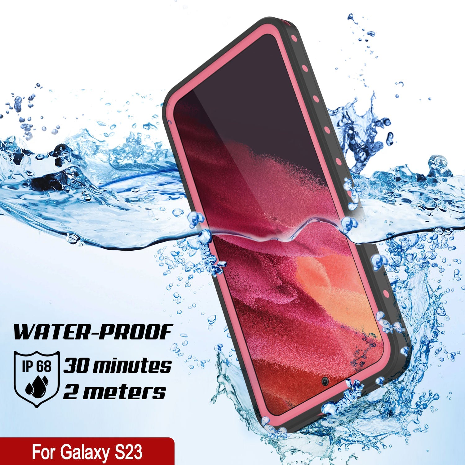 Galaxy S23 Waterproof Case PunkCase StudStar Pink Thin 6.6ft Underwater IP68 Shock/Snow Proof