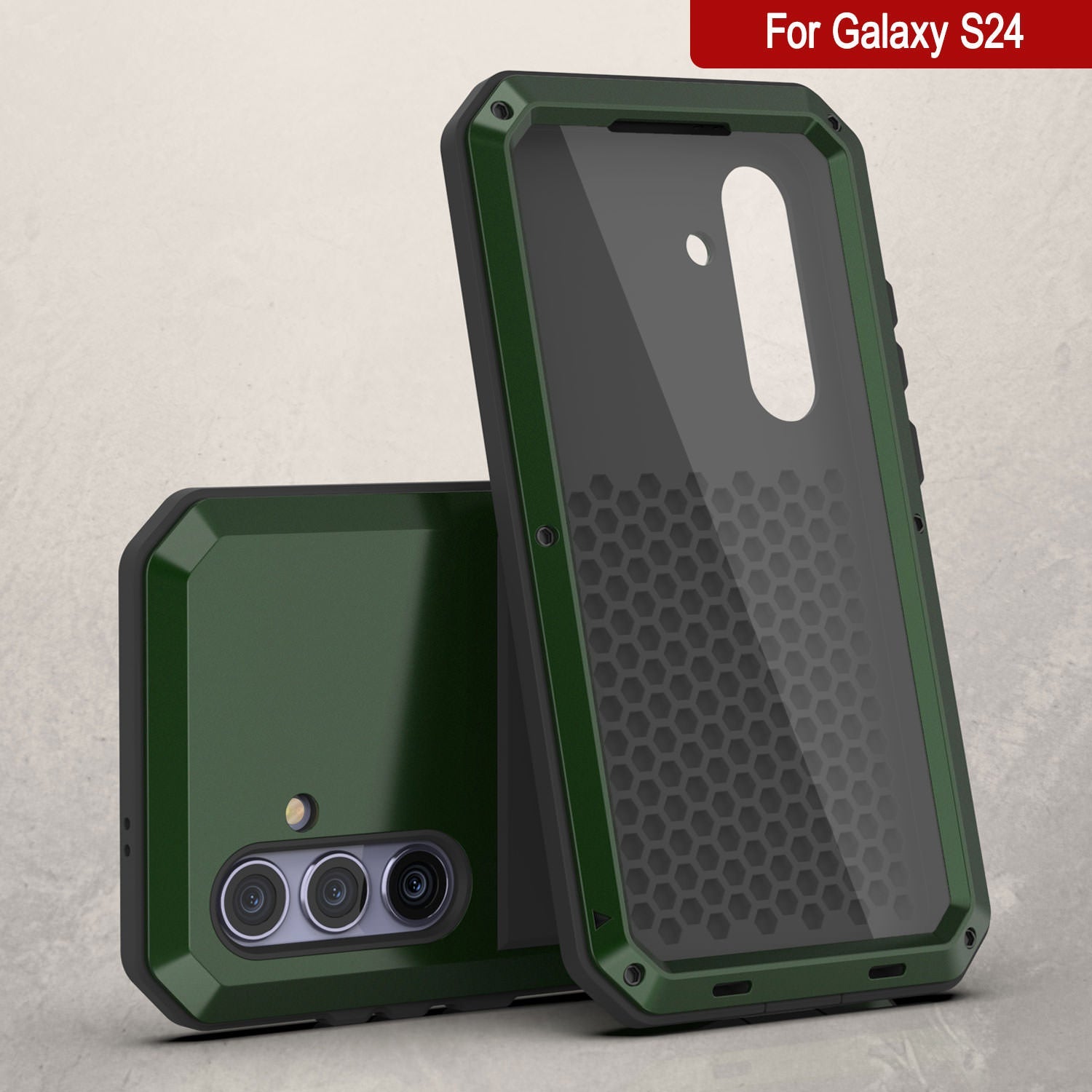 Galaxy S24 Metal Case, Heavy Duty Military Grade Armor Cover [shock proof] Full Body Hard [Dark Green]