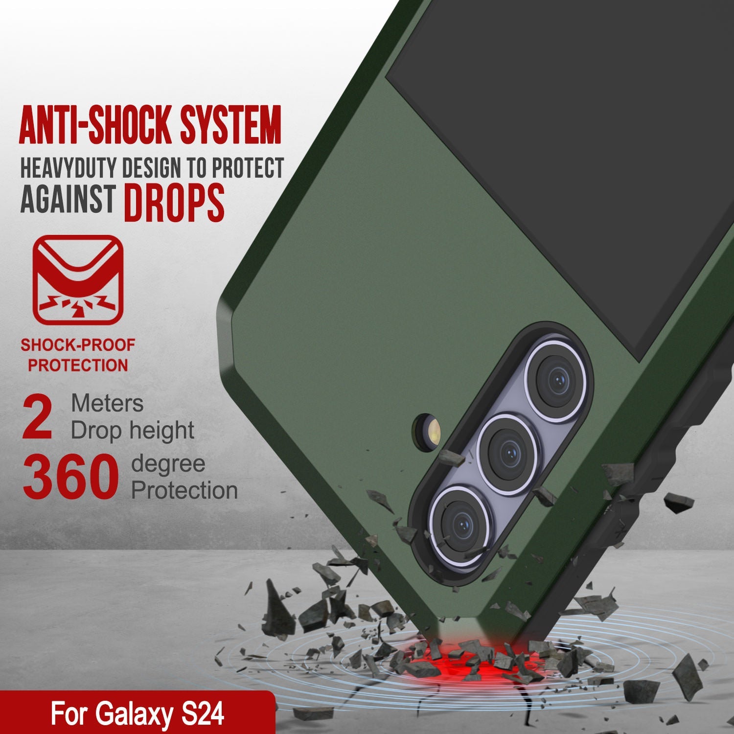 Galaxy S24 Metal Case, Heavy Duty Military Grade Armor Cover [shock proof] Full Body Hard [Dark Green]