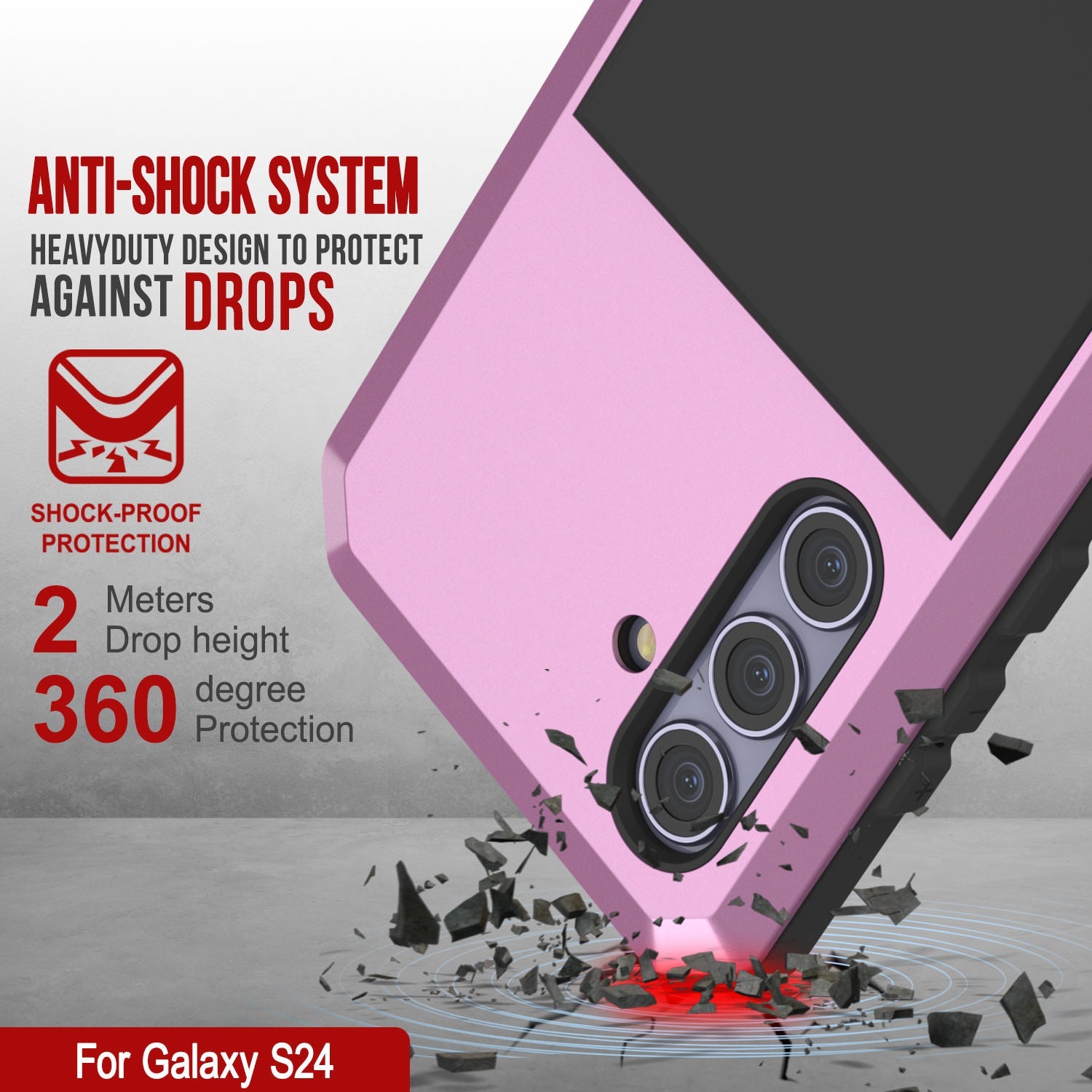 Galaxy S24 Metal Case, Heavy Duty Military Grade Armor Cover [shock proof] Full Body Hard [Pink]