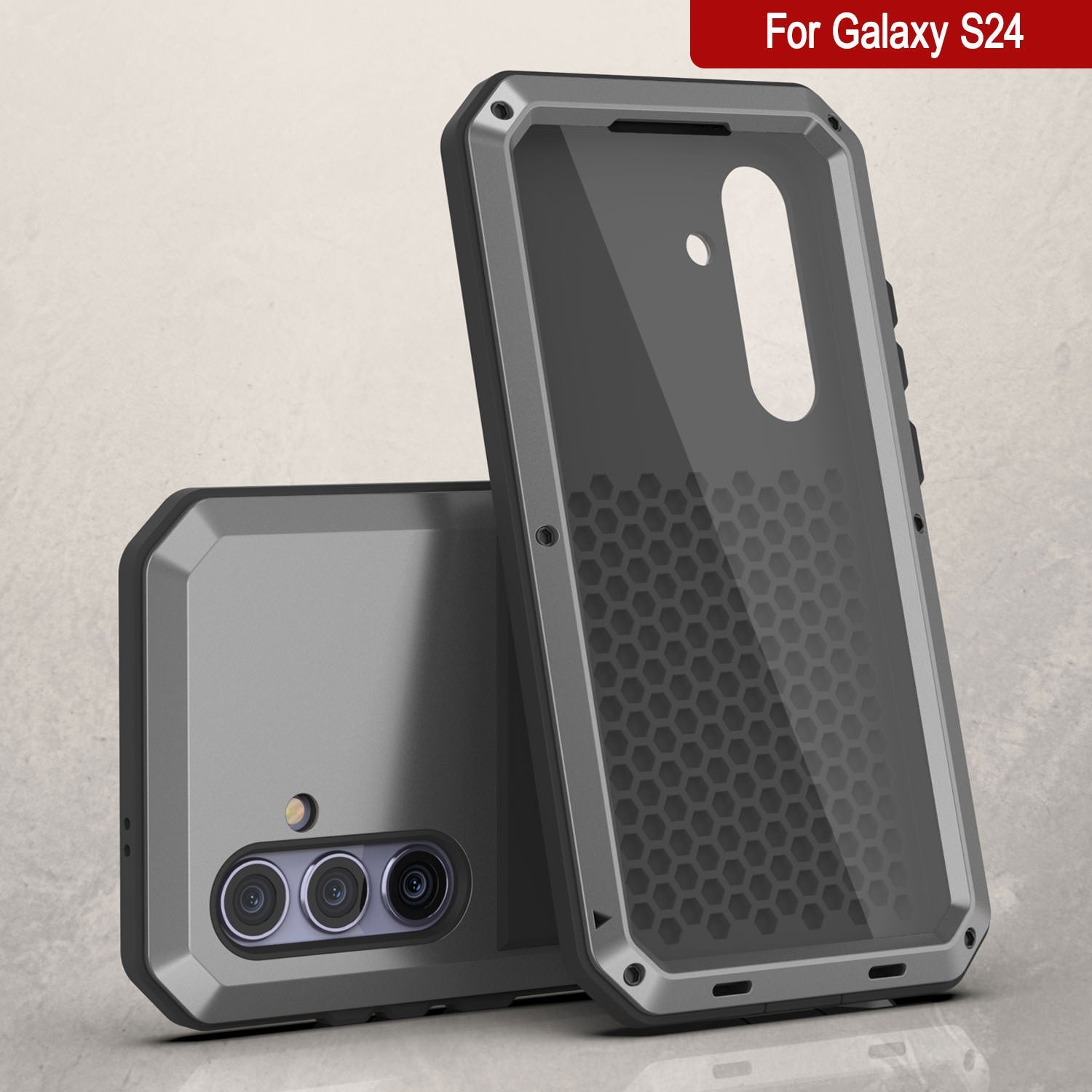 Galaxy S24 Metal Case, Heavy Duty Military Grade Armor Cover [shock proof] Full Body Hard [Silver]