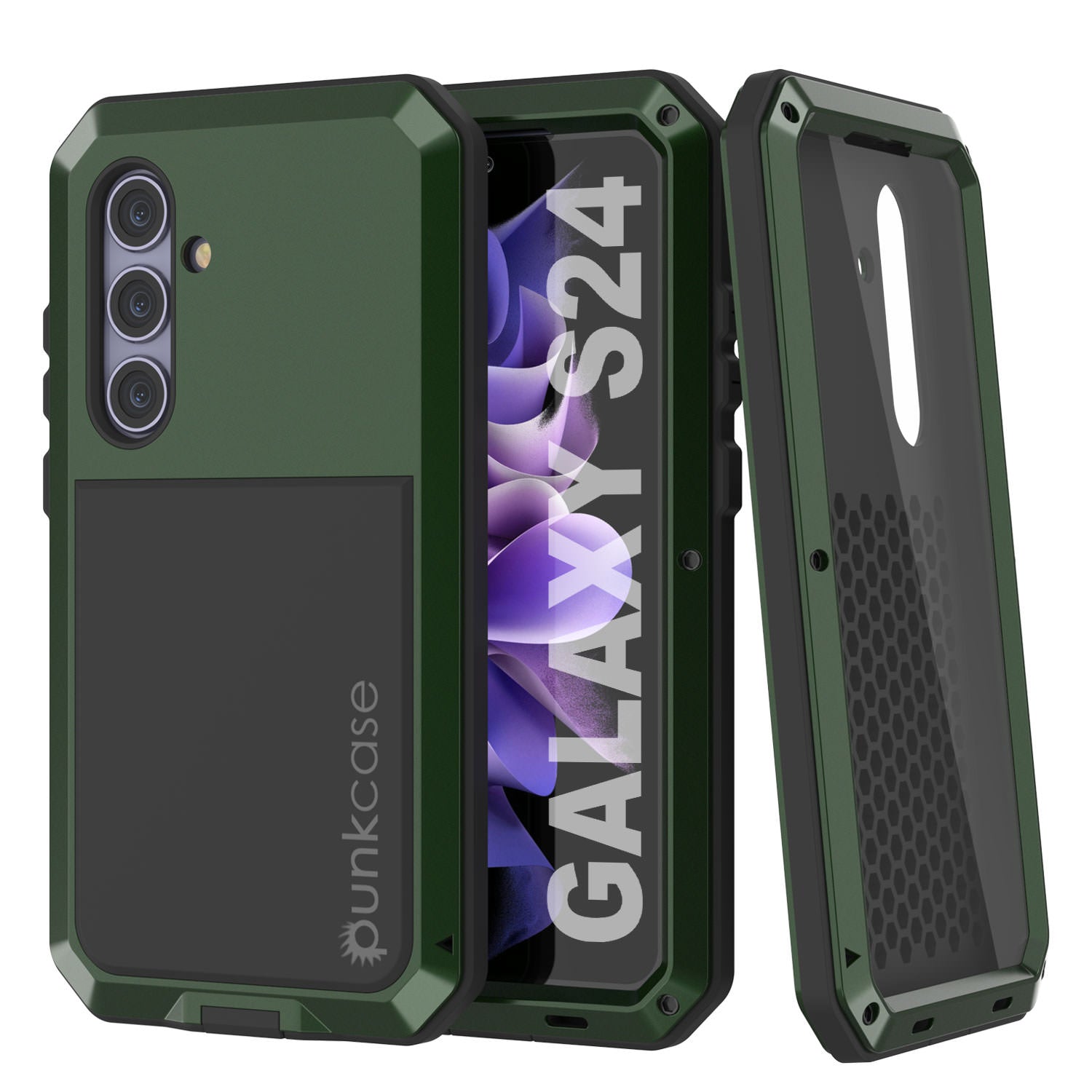 Galaxy S24 Metal Case, Heavy Duty Military Grade Armor Cover [shock proof] Full Body Hard [Dark Green]