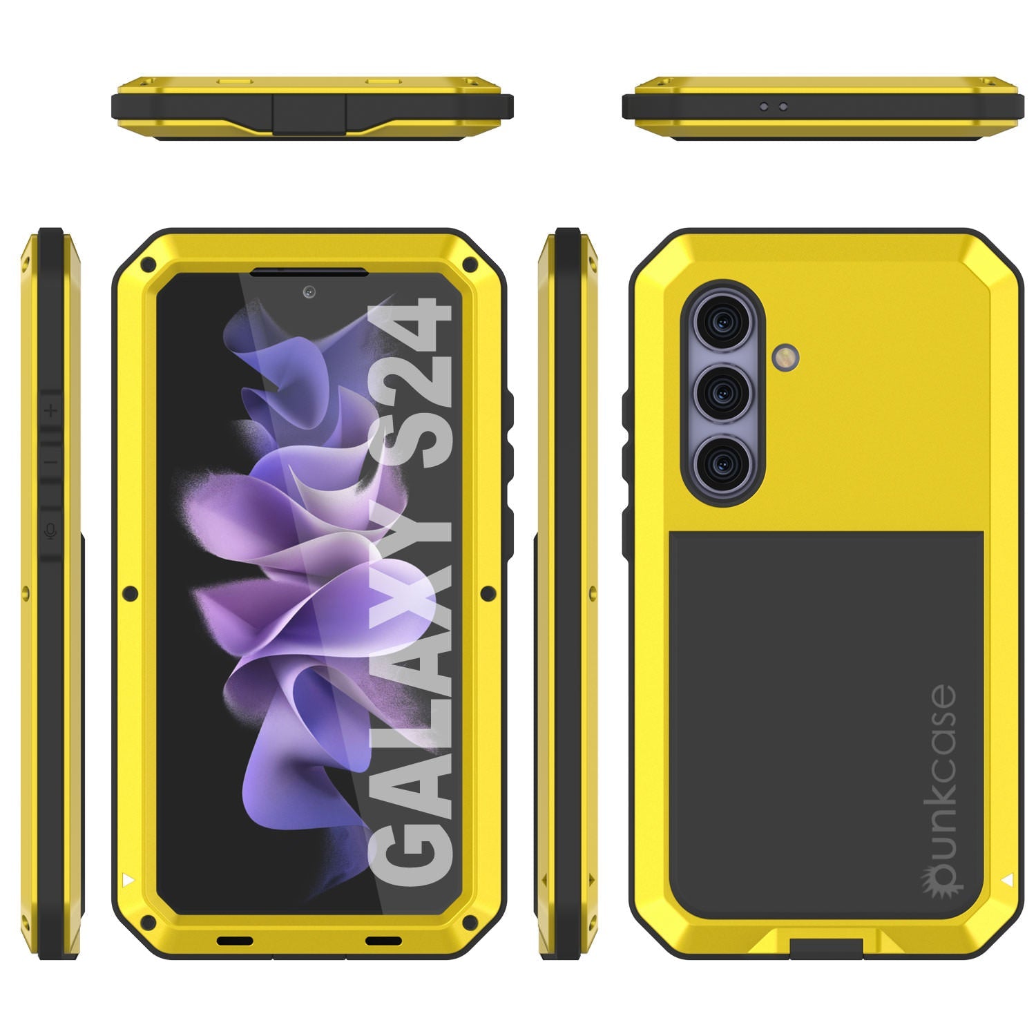 Galaxy S24 Metal Case, Heavy Duty Military Grade Armor Cover [shock proof] Full Body Hard [Yellow]