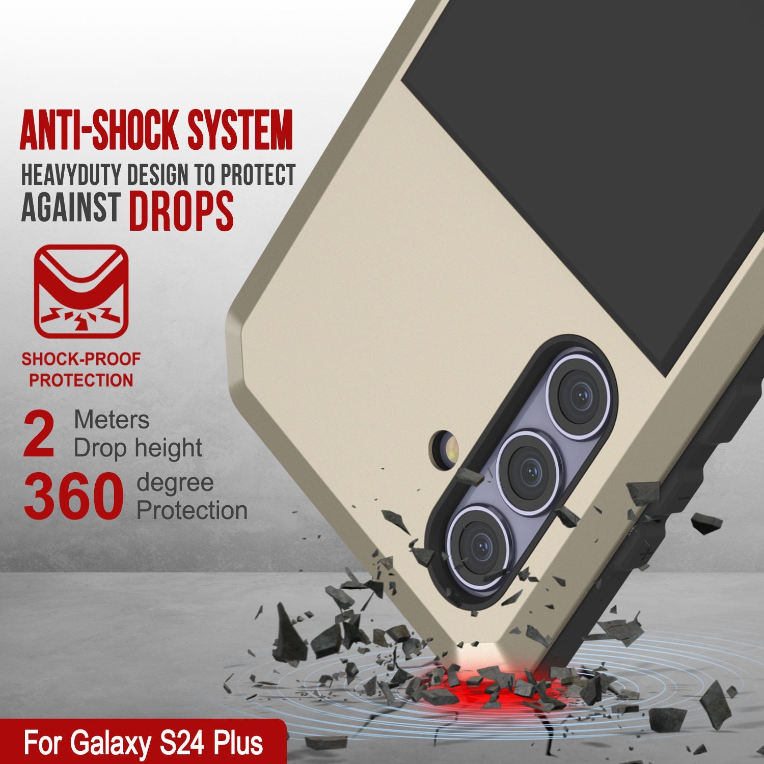 Galaxy S24 Plus Metal Case, Heavy Duty Military Grade Armor Cover [shock proof] Full Body Hard [Gold]