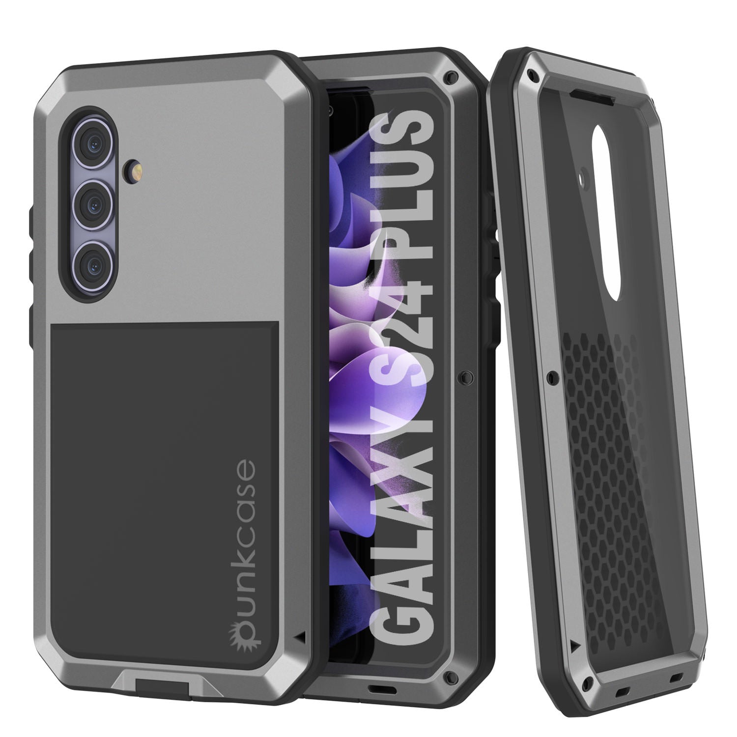 Galaxy S24 Plus Metal Case, Heavy Duty Military Grade Armor Cover [shock proof] Full Body Hard [Silver]