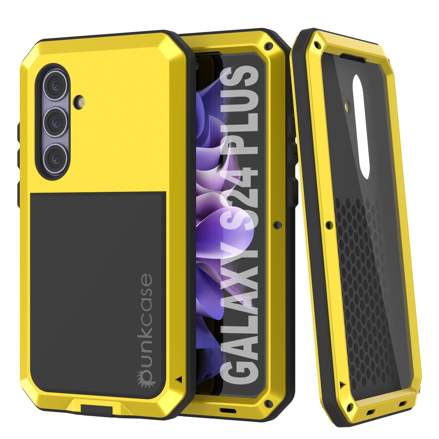 Galaxy S24 Plus Metal Case, Heavy Duty Military Grade Armor Cover [shock proof] Full Body Hard [Yellow]