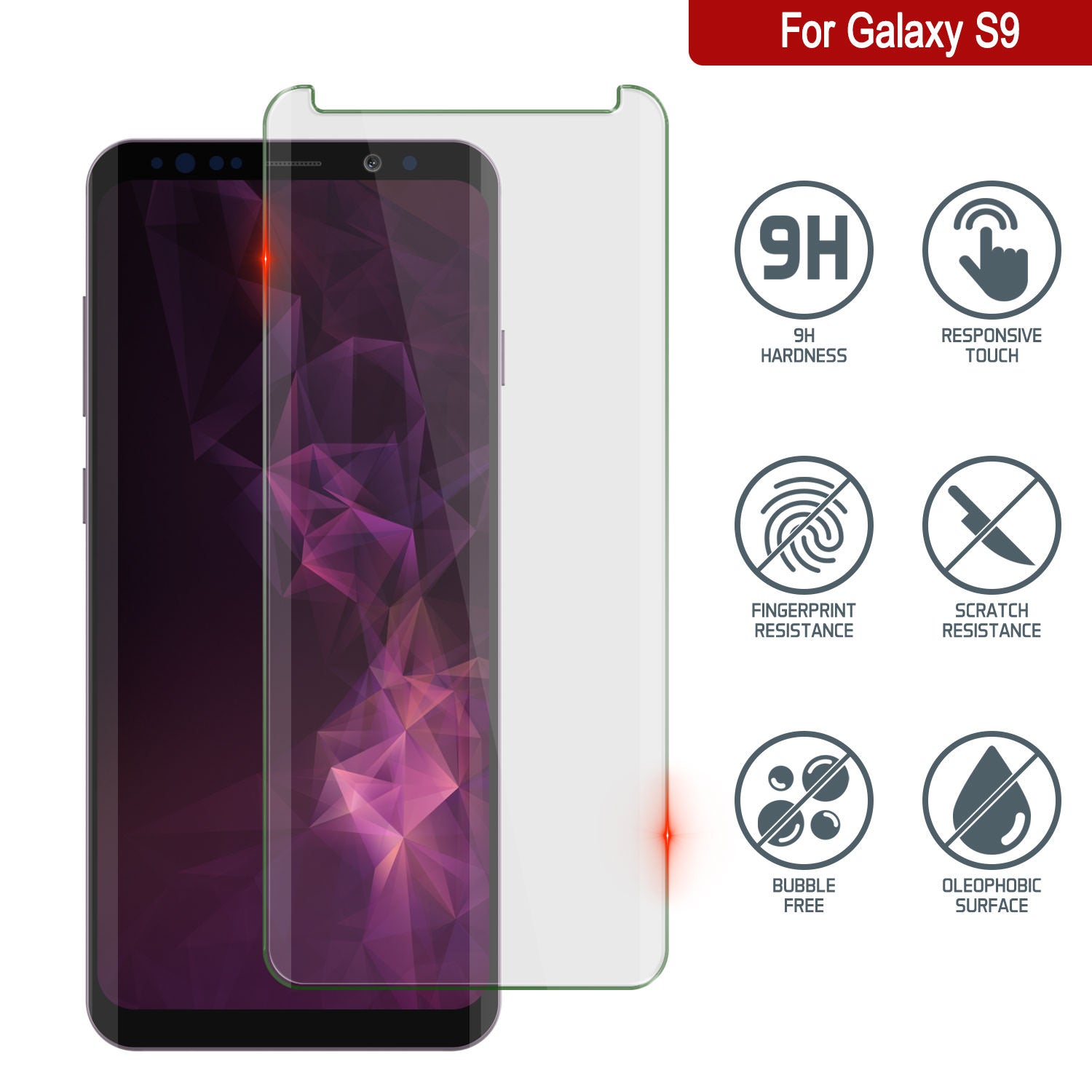 Galaxy S9  Silver Punkcase Glass SHIELD Tempered Glass Screen Protector 0.33mm Thick 9H Glass