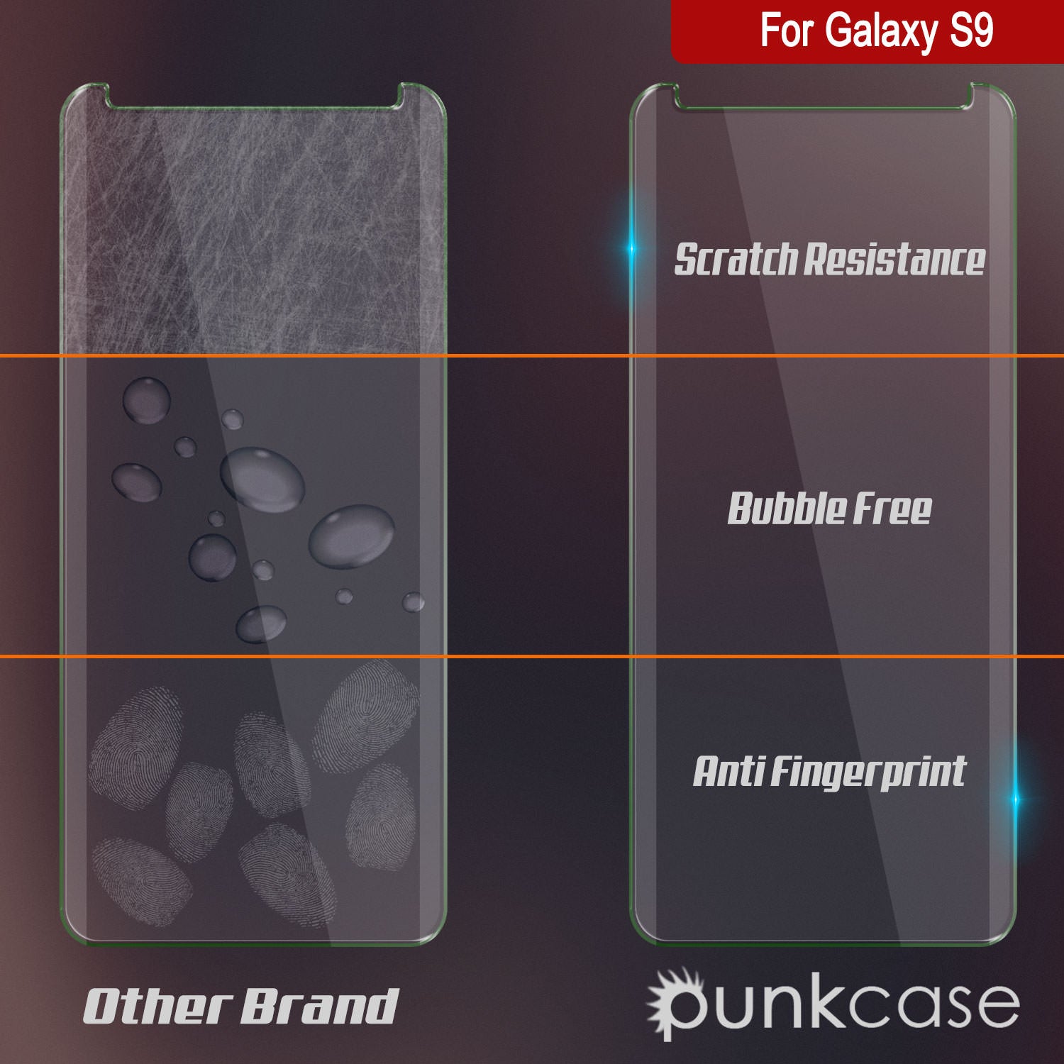 Galaxy S9  Black Punkcase Glass SHIELD Tempered Glass Screen Protector 0.33mm Thick 9H Glass