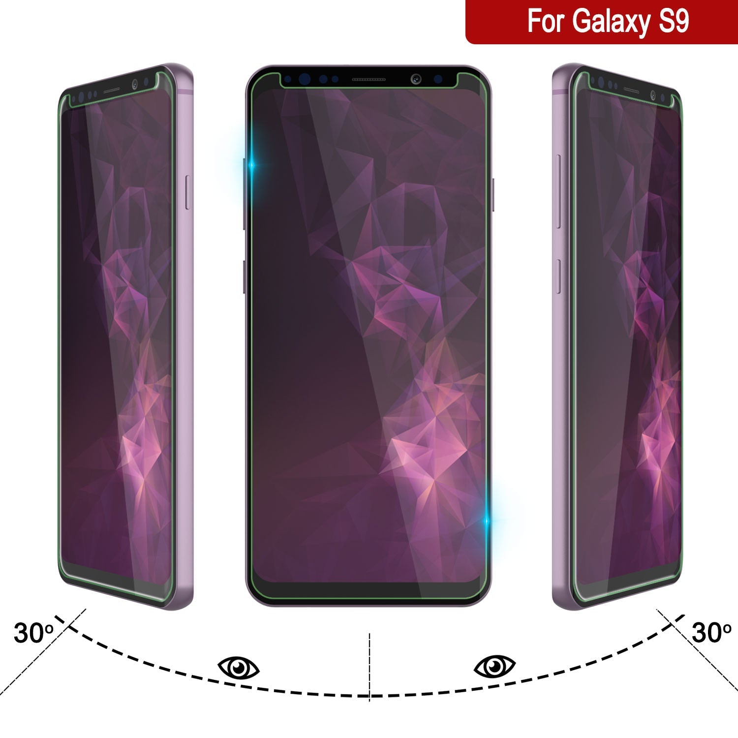 Galaxy S9  Black Punkcase Glass SHIELD Tempered Glass Screen Protector 0.33mm Thick 9H Glass