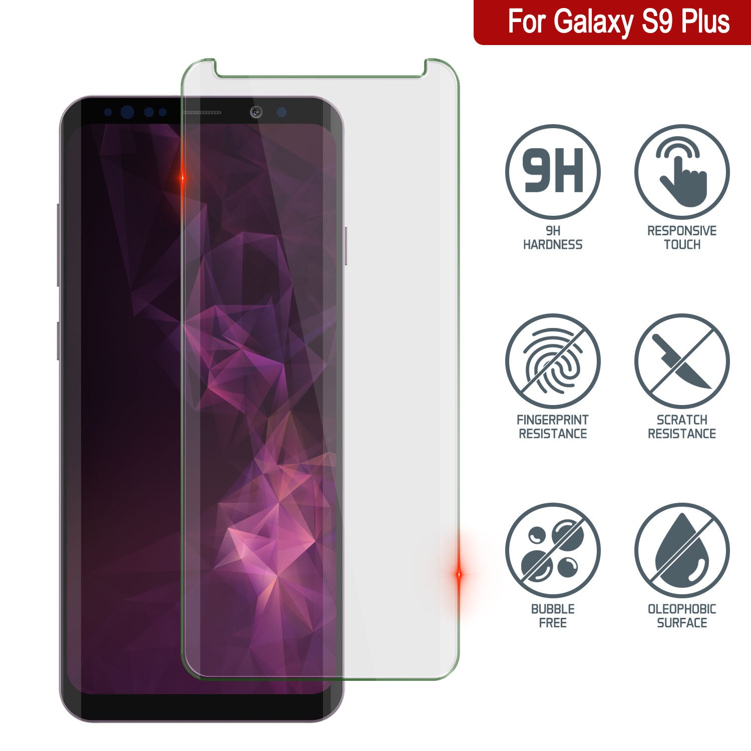 Galaxy S9+ Plus  Gold Punkcase Glass SHIELD Tempered Glass Screen Protector 0.33mm Thick 9H Glass