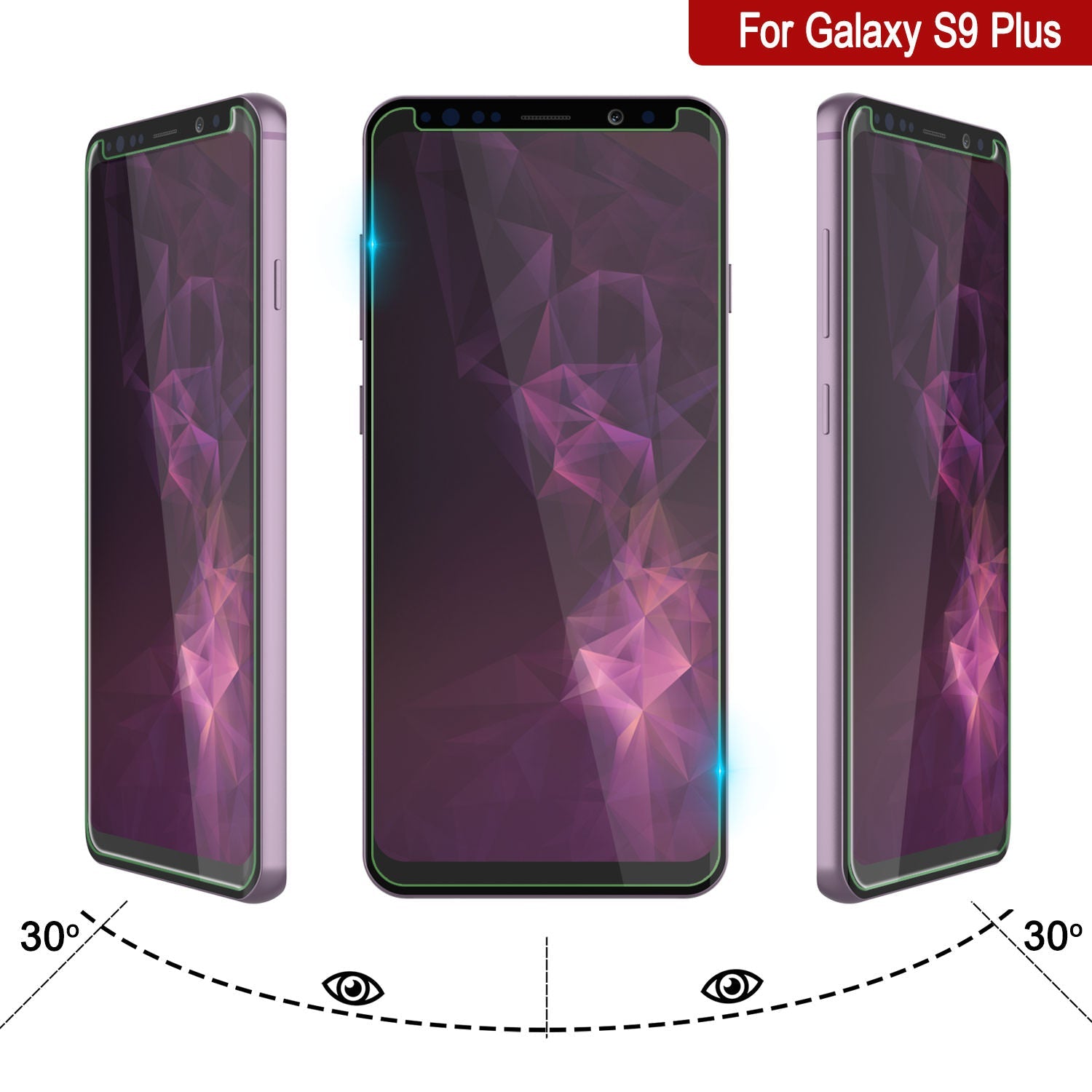 Galaxy S9+ Plus  Black Punkcase Glass SHIELD Tempered Glass Screen Protector 0.33mm Thick 9H Glass