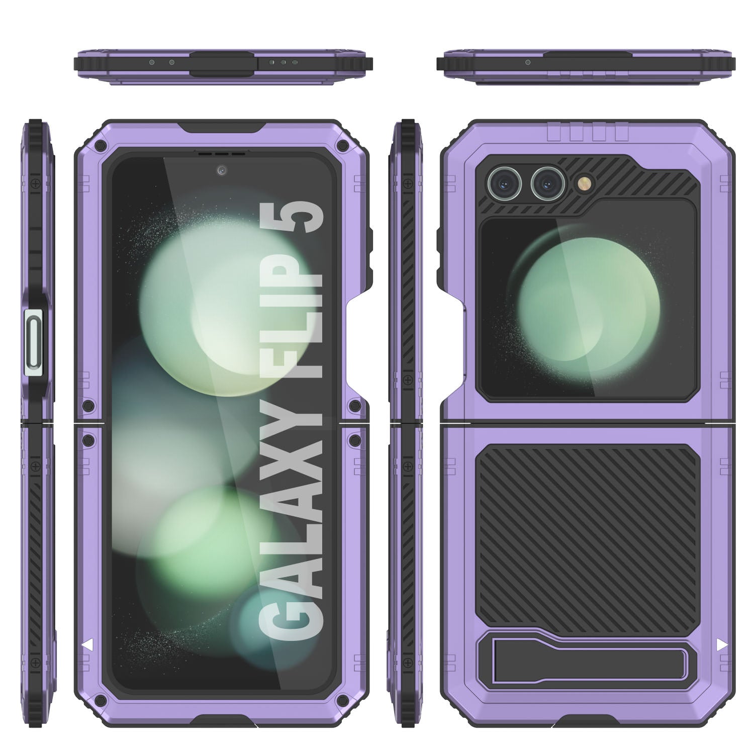 Galaxy Z Flip5 Metal Case, Heavy Duty Military Grade Armor Cover Full Body Hard [Purple]