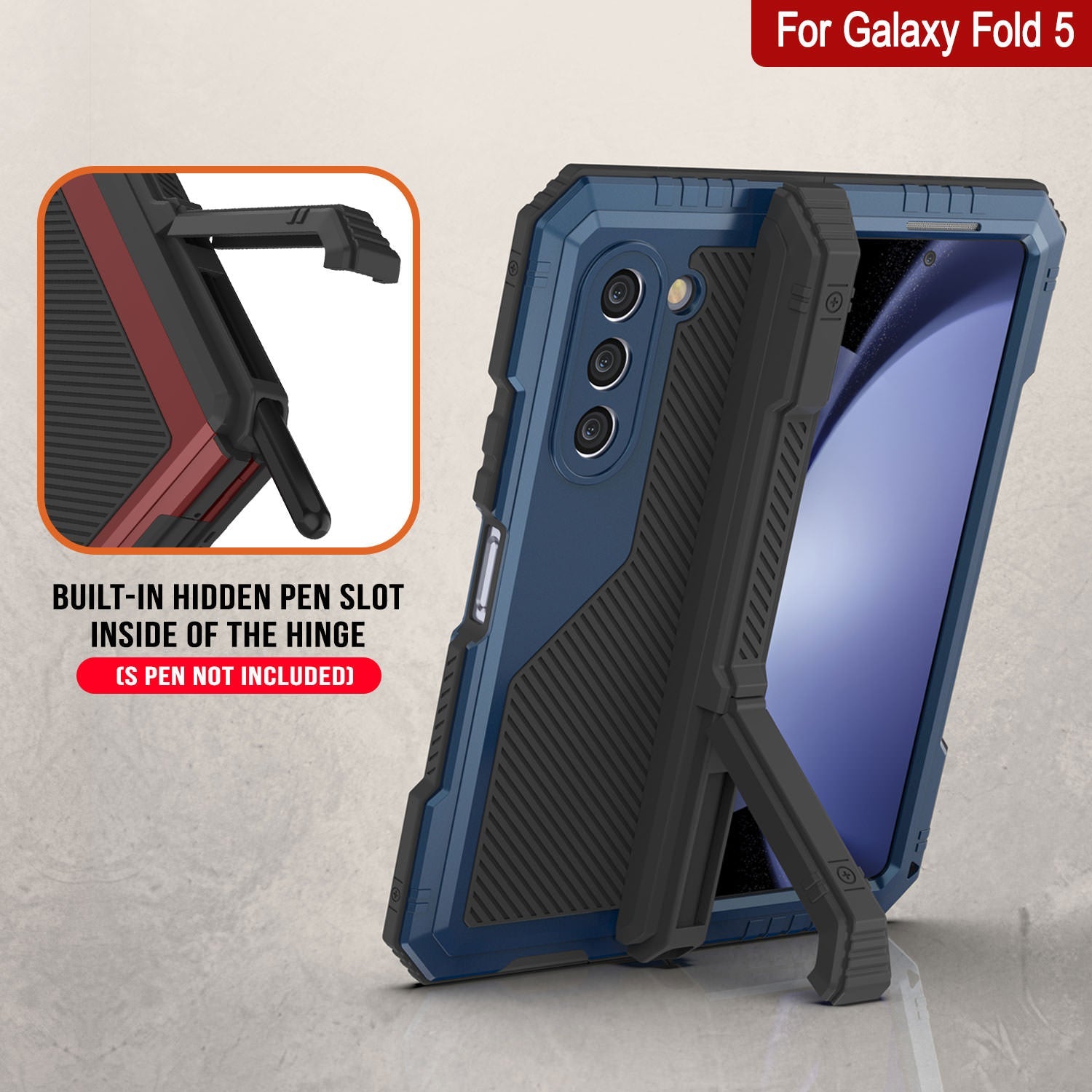 Galaxy Z Fold5 Metal Case, Heavy Duty Military Grade Armor Cover Full Body Hard [Blue]