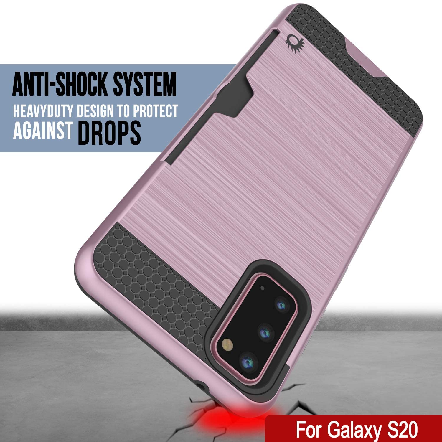 Galaxy S20 Case, PUNKcase [SLOT Series] [Slim Fit] Dual-Layer Armor Cover w/Integrated Anti-Shock System, Credit Card Slot [Pink]
