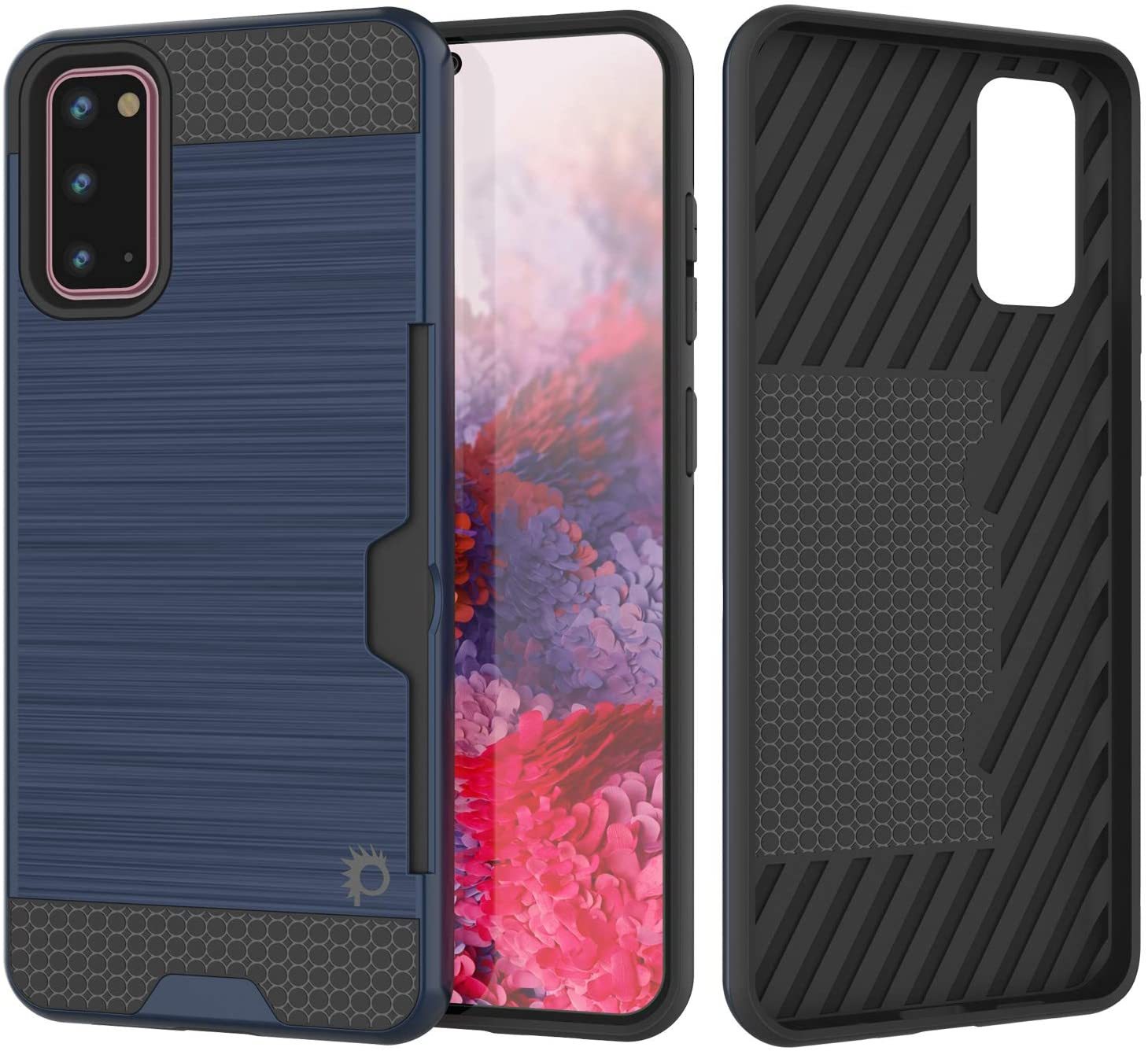 Galaxy S20 Case, PUNKcase [SLOT Series] [Slim Fit] Dual-Layer Armor Cover w/Integrated Anti-Shock System, Credit Card Slot [Navy]
