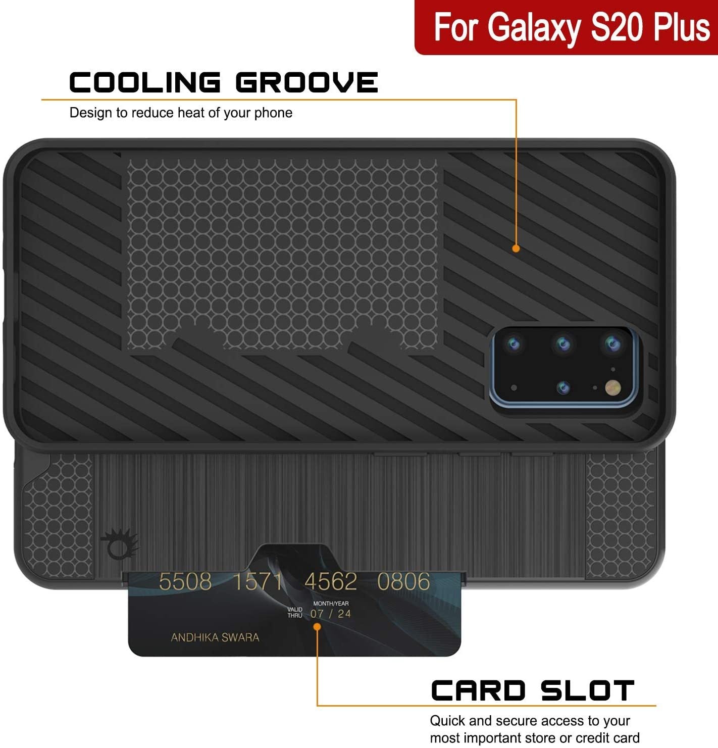 Galaxy S20+ Plus  Case, PUNKcase [SLOT Series] [Slim Fit] Dual-Layer Armor Cover w/Integrated Anti-Shock System, Credit Card Slot [Grey]