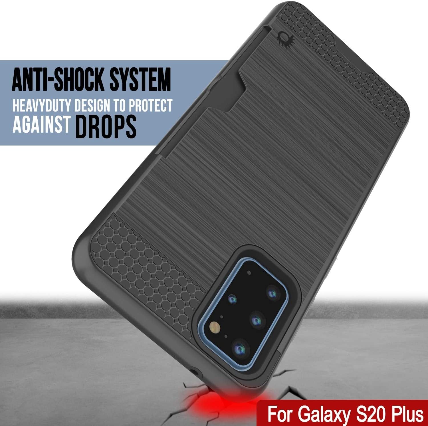 Galaxy S20+ Plus  Case, PUNKcase [SLOT Series] [Slim Fit] Dual-Layer Armor Cover w/Integrated Anti-Shock System, Credit Card Slot [Grey]
